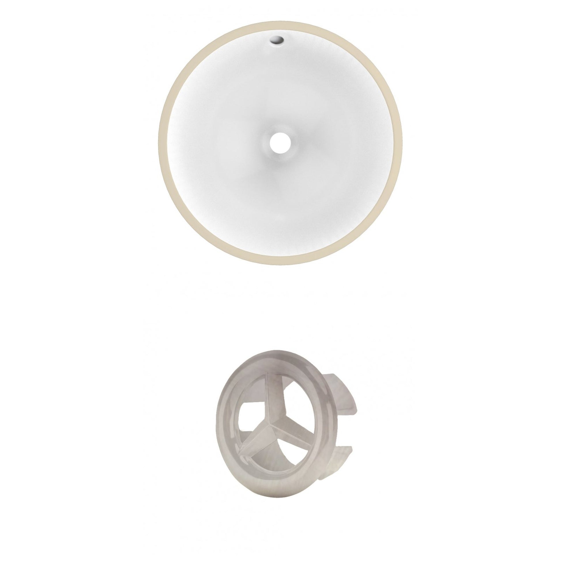 American Imaginations AI-20448 15" White Round Ceramic Undermount Bathroom Sink Set