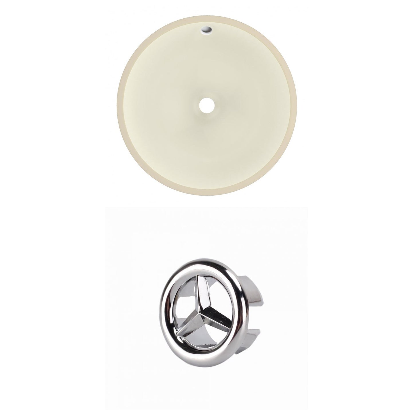 American Imaginations AI-20453 16" Biscuit Round Ceramic Undermount Bathroom Sink Set