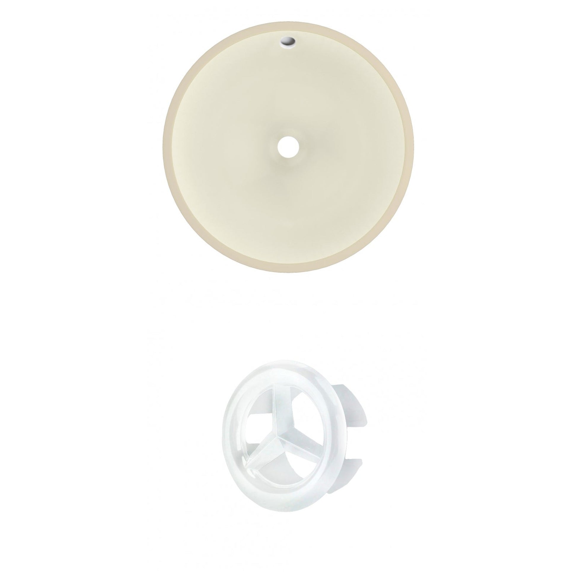 American Imaginations AI-20455 16" Biscuit Round Ceramic Undermount Bathroom Sink Set