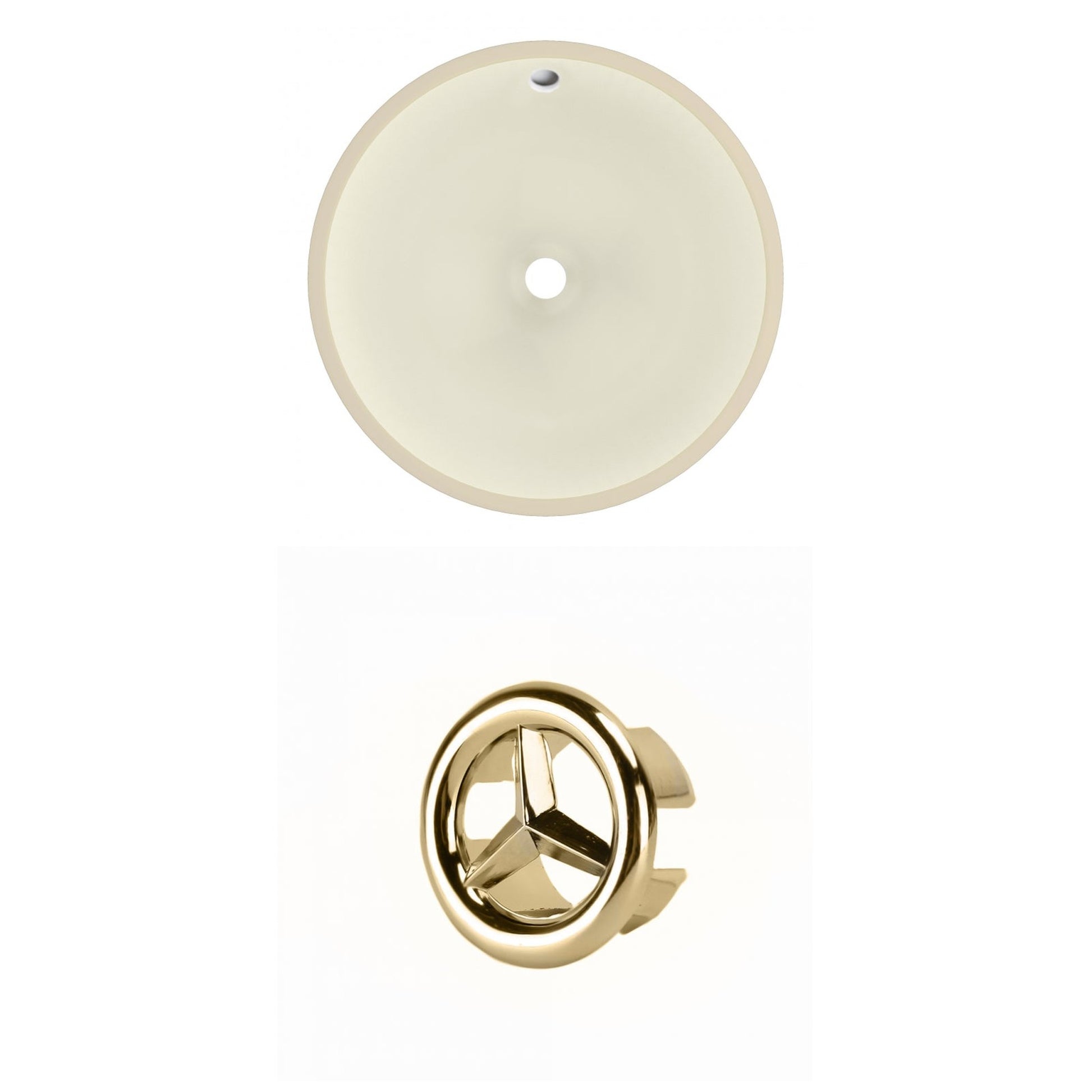American Imaginations AI-20459 16" Biscuit Round Ceramic Undermount Bathroom Sink Set
