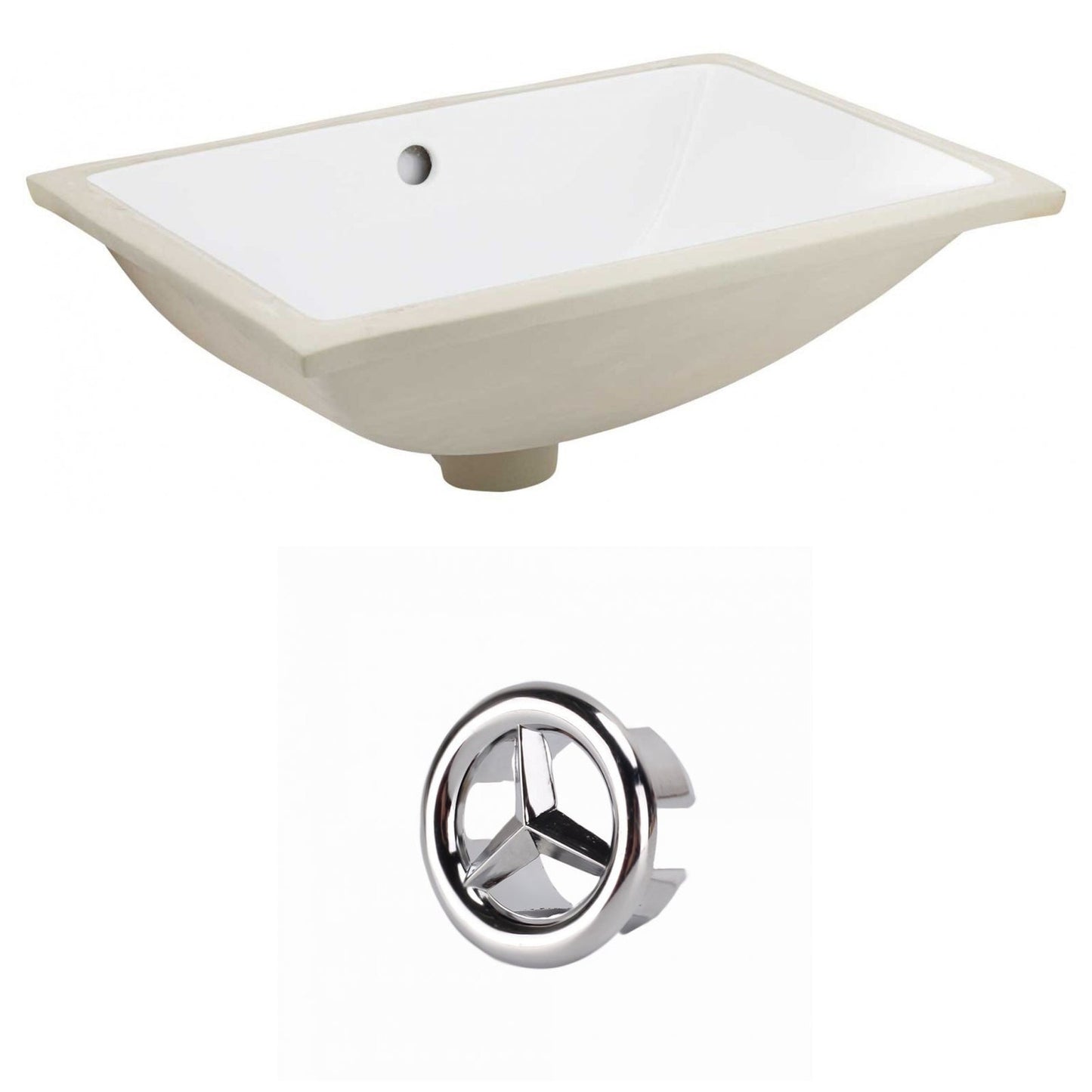 American Imaginations AI-20461 18" White Rectangular Ceramic Undermount Bathroom Sink Set