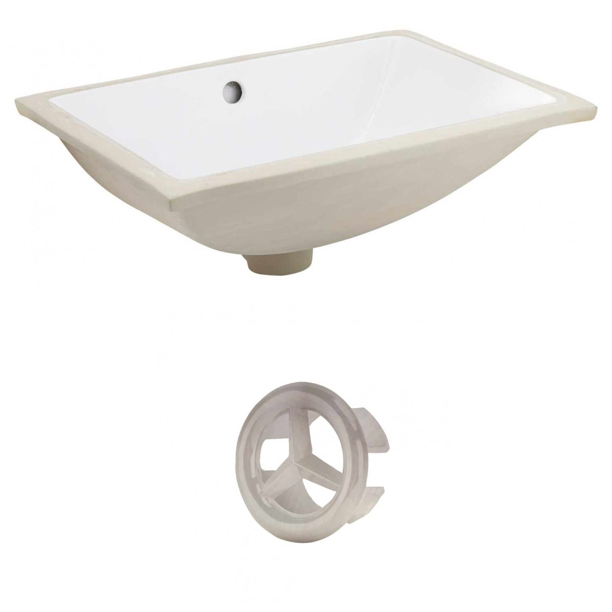 American Imaginations AI-20464 18" White Rectangular Ceramic Undermount Bathroom Sink Set