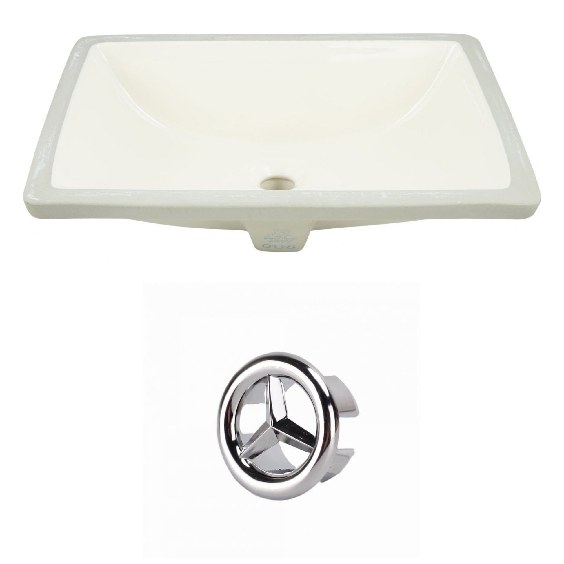 American Imaginations AI-20469 18" Biscuit Rectangular Ceramic Undermount Bathroom Sink Set