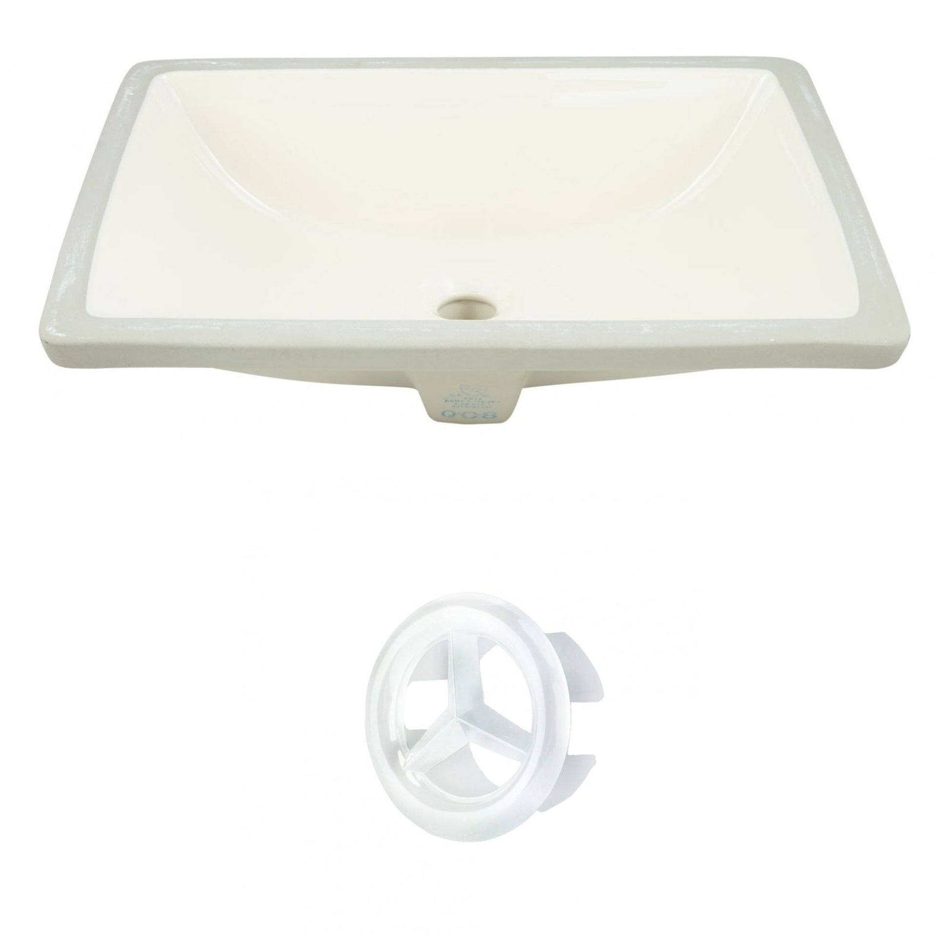 American Imaginations AI-20471 18" Biscuit Rectangular Ceramic Undermount Bathroom Sink Set