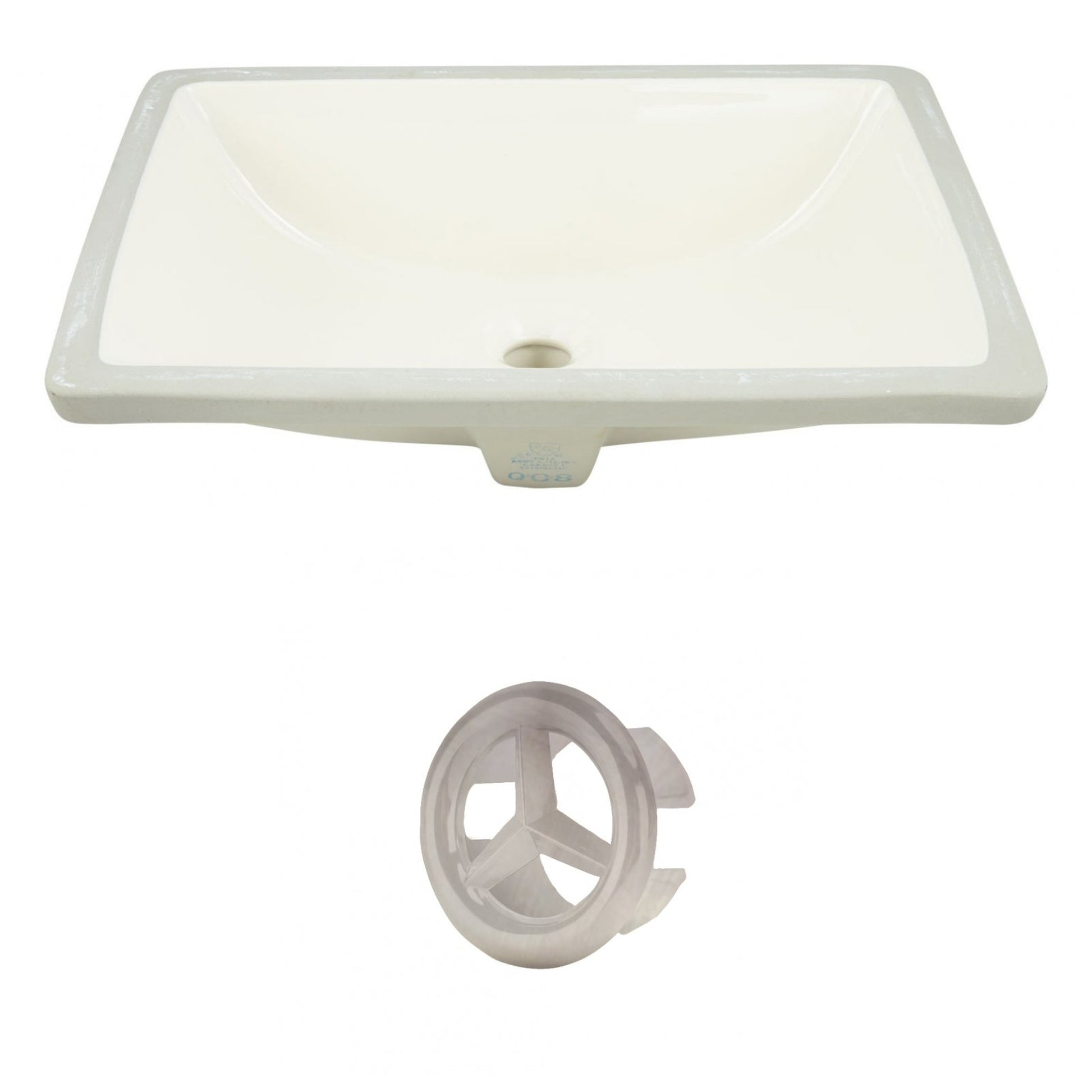 American Imaginations AI-20472 18" Biscuit Rectangular Ceramic Undermount Bathroom Sink Set