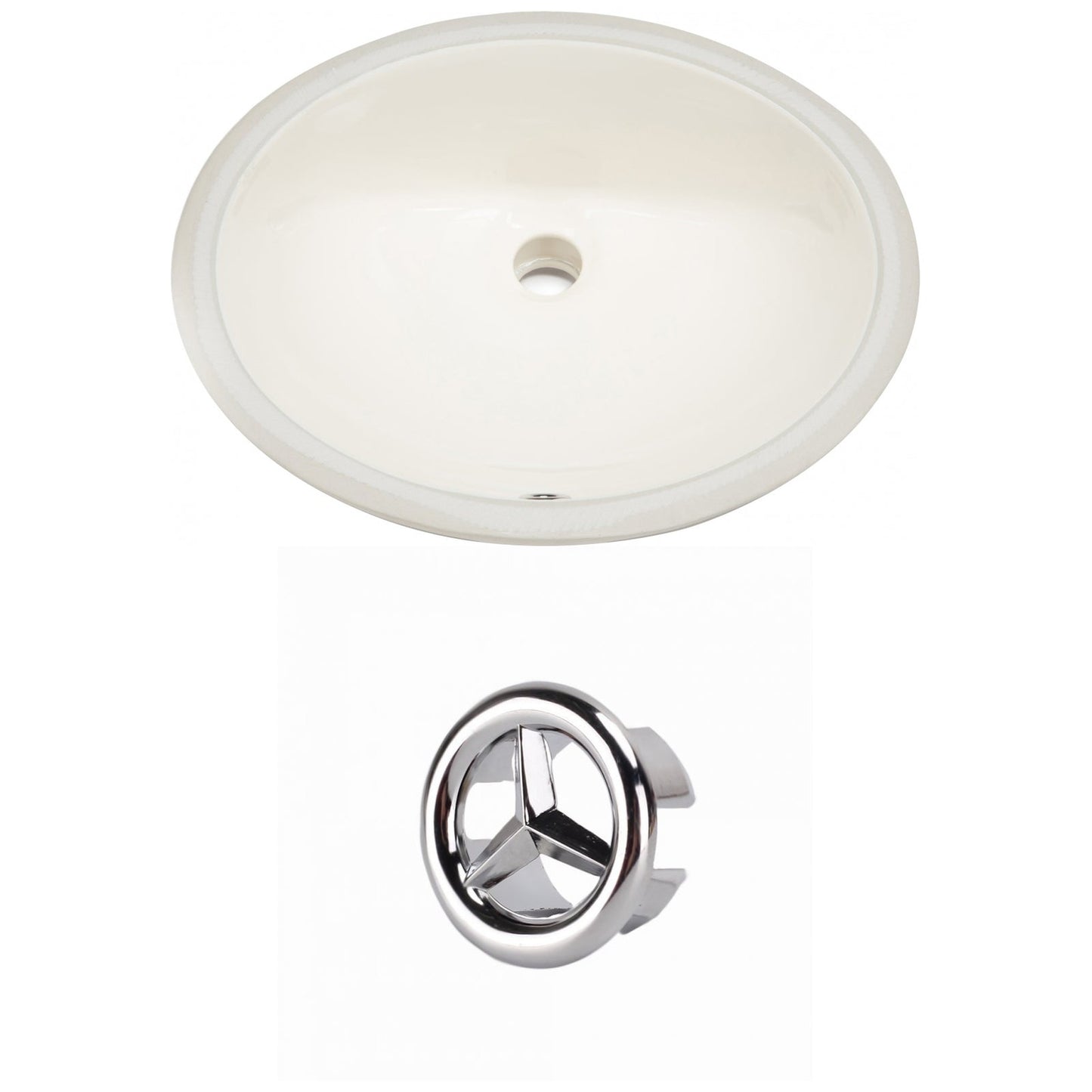 American Imaginations AI-20477 20" Biscuit Oval Ceramic Undermount Bathroom Sink Set