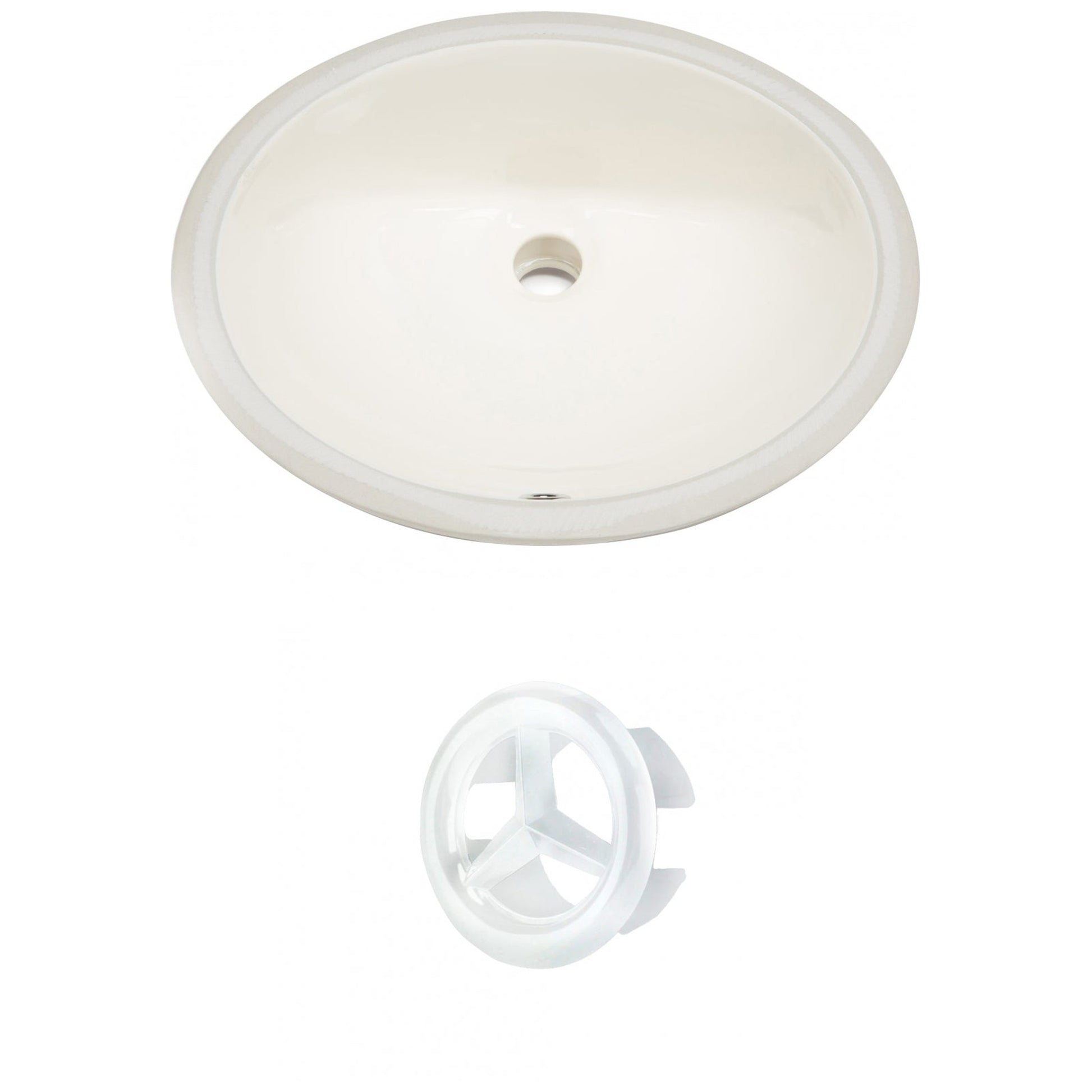 American Imaginations AI-20479 20" Biscuit Oval Ceramic Undermount Bathroom Sink Set