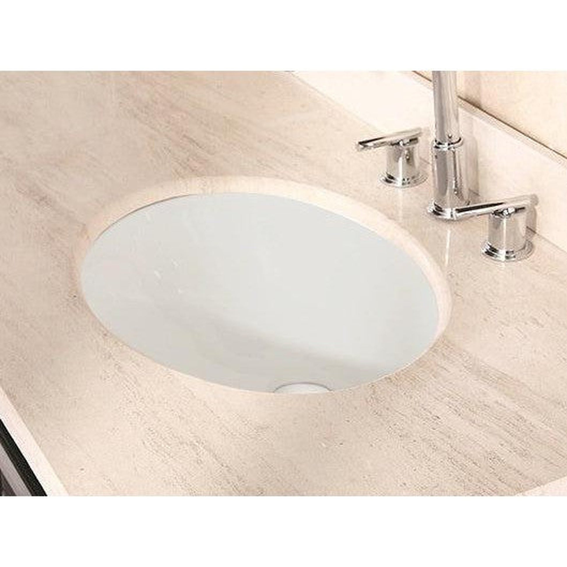 American Imaginations AI-20480 20" Biscuit Oval Ceramic Undermount Bathroom Sink Set