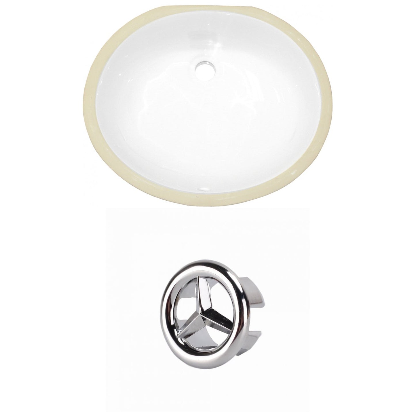 American Imaginations AI-20509 18" White Oval Ceramic Undermount Bathroom Sink Set