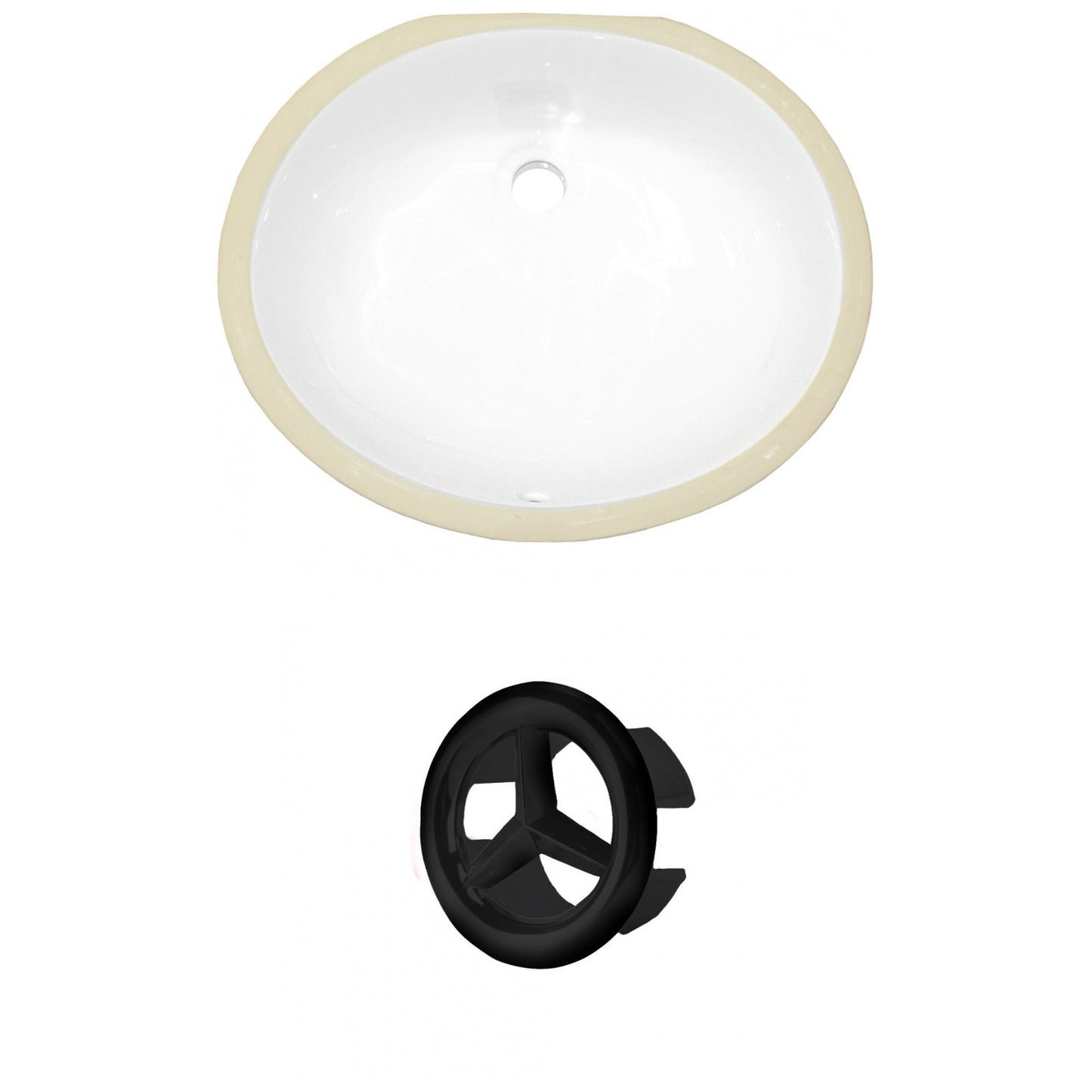 American Imaginations AI-20510 18" White Oval Ceramic Undermount Bathroom Sink Set