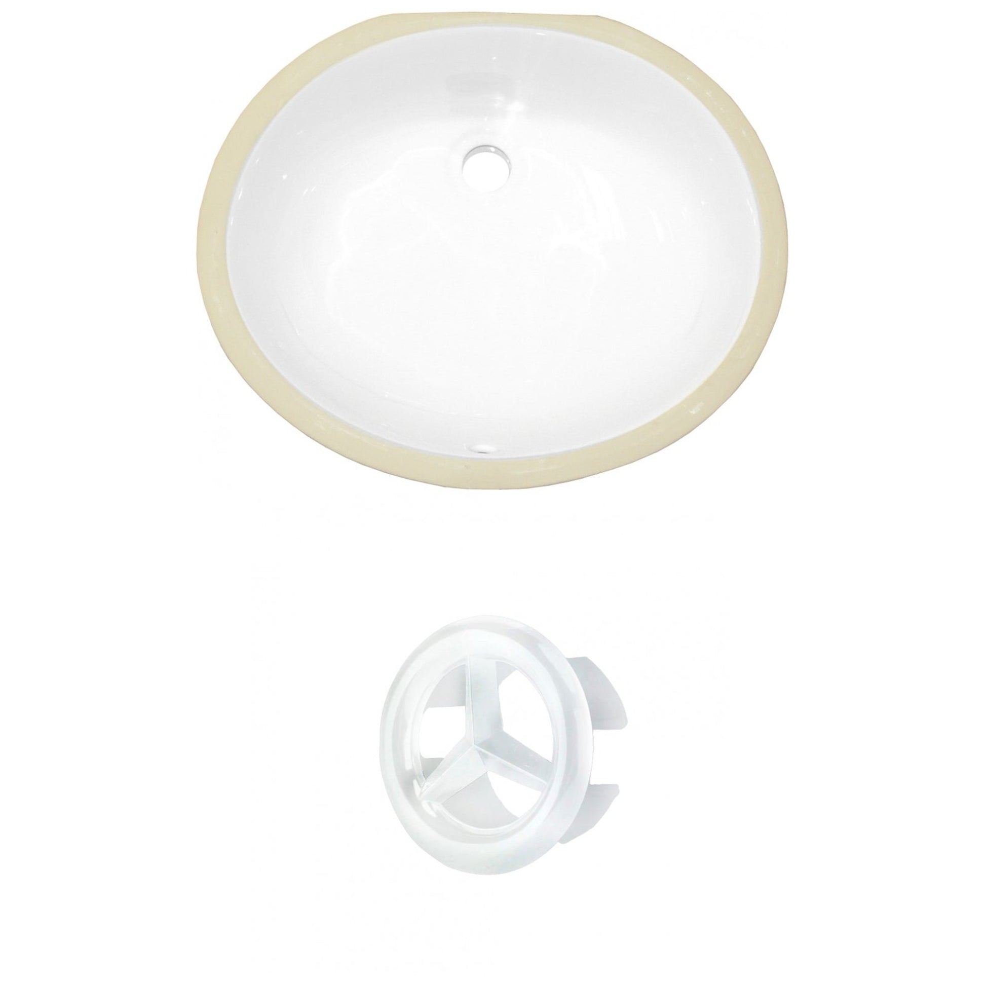 American Imaginations AI-20511 18" White Oval Ceramic Undermount Bathroom Sink Set