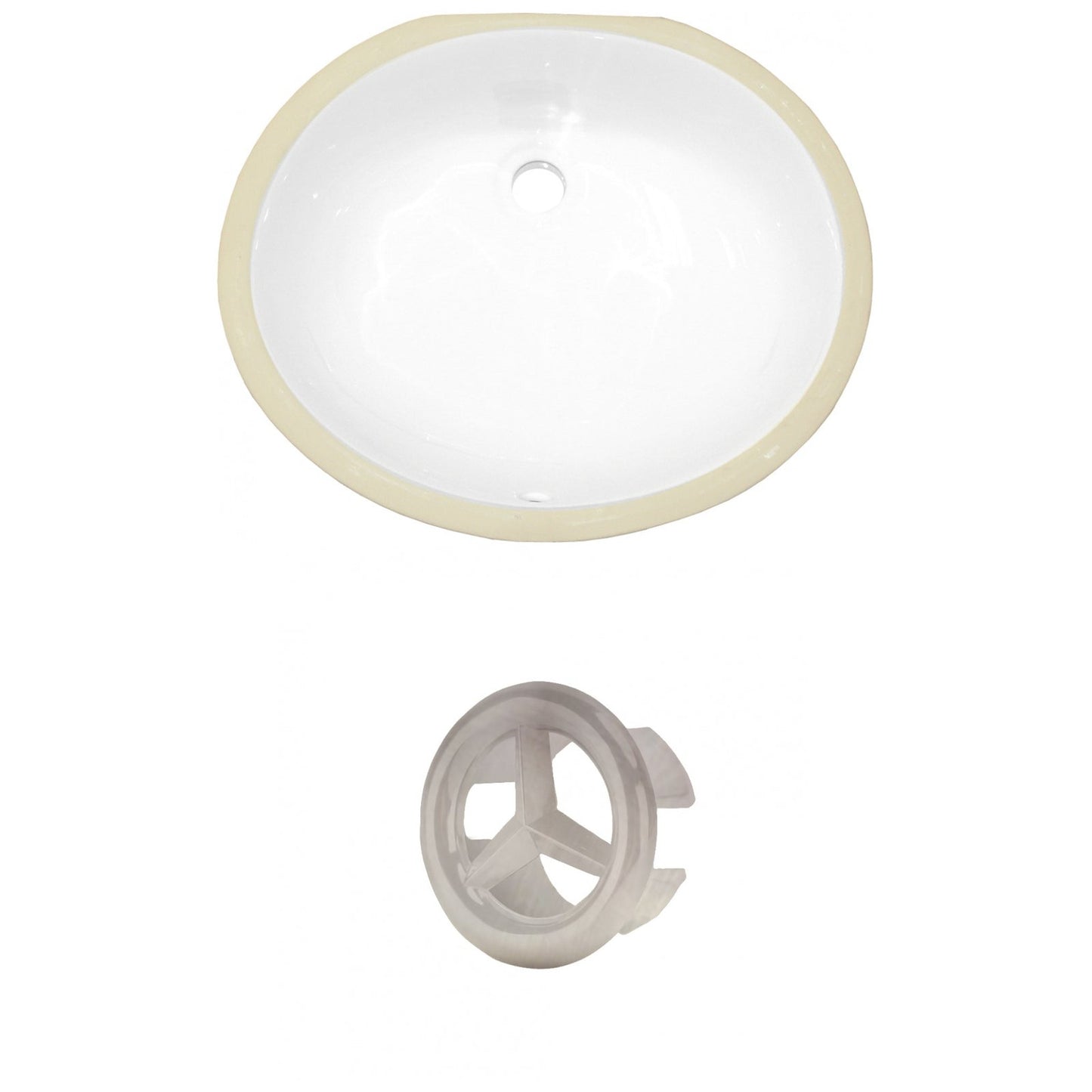 American Imaginations AI-20512 18" White Oval Ceramic Undermount Bathroom Sink Set
