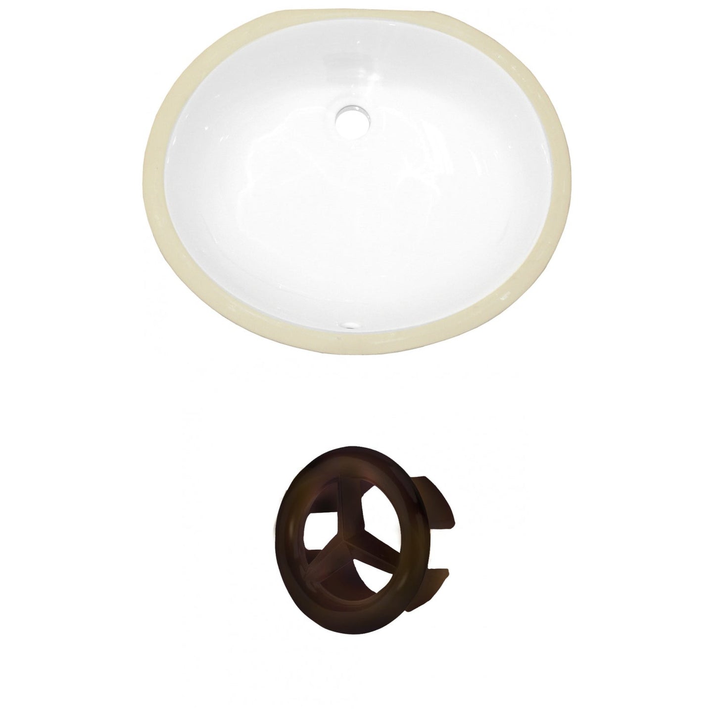 American Imaginations AI-20516 18" White Oval Ceramic Undermount Bathroom Sink Set