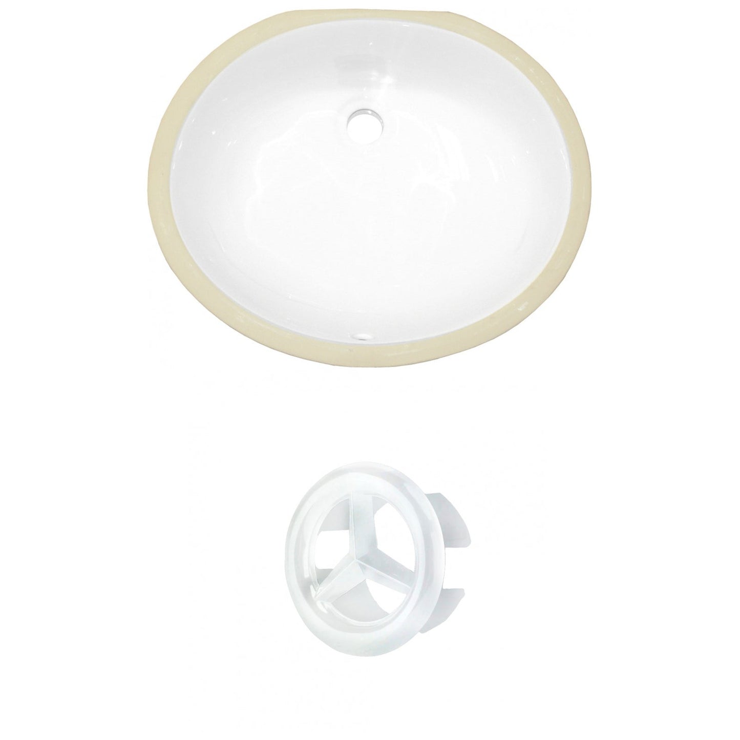 American Imaginations AI-20519 17" White Oval Ceramic Undermount Bathroom Sink Set