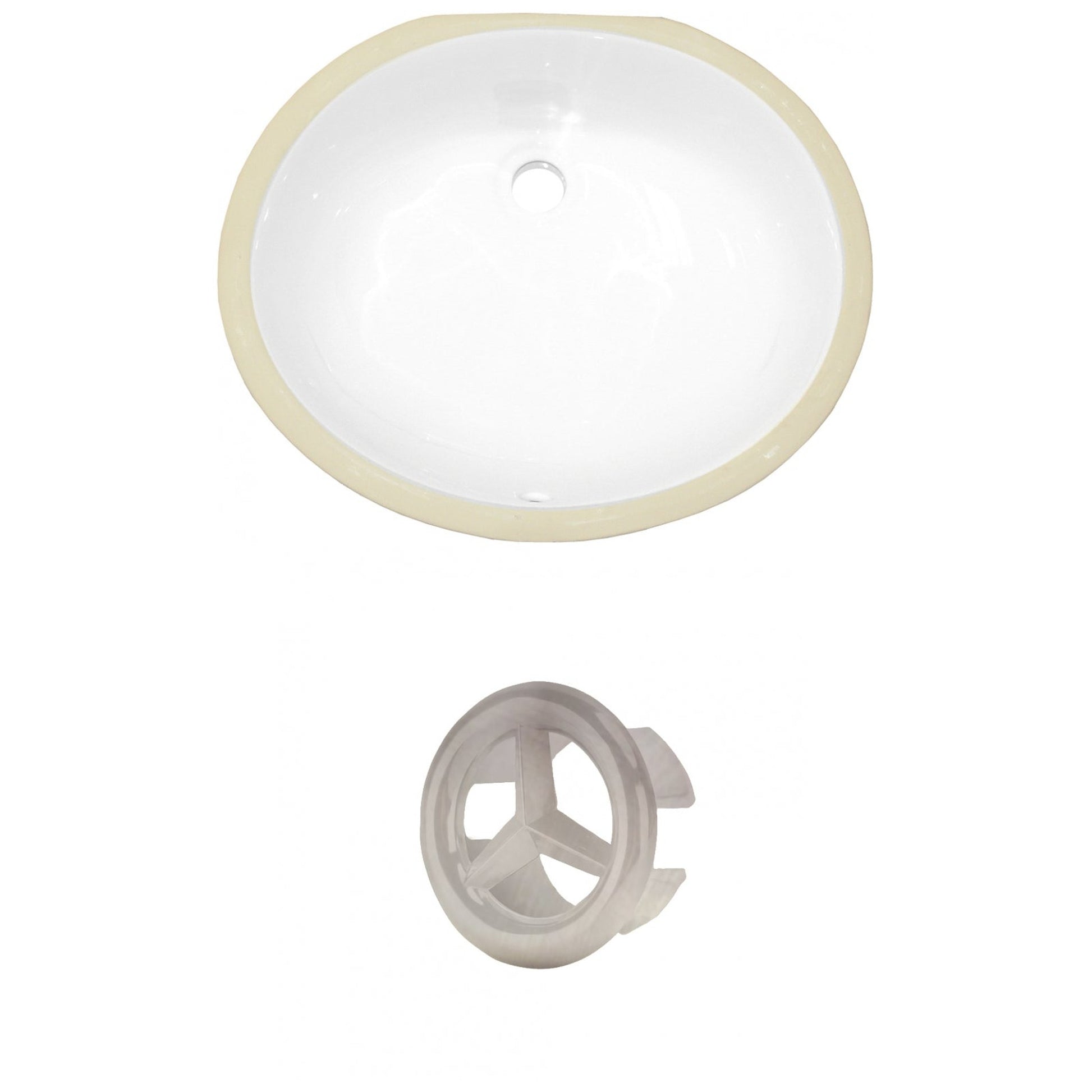American Imaginations AI-20520 17" White Oval Ceramic Undermount Bathroom Sink Set