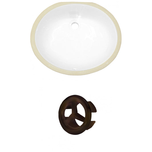 American Imaginations AI-20524 17" White Oval Ceramic Undermount Bathroom Sink Set
