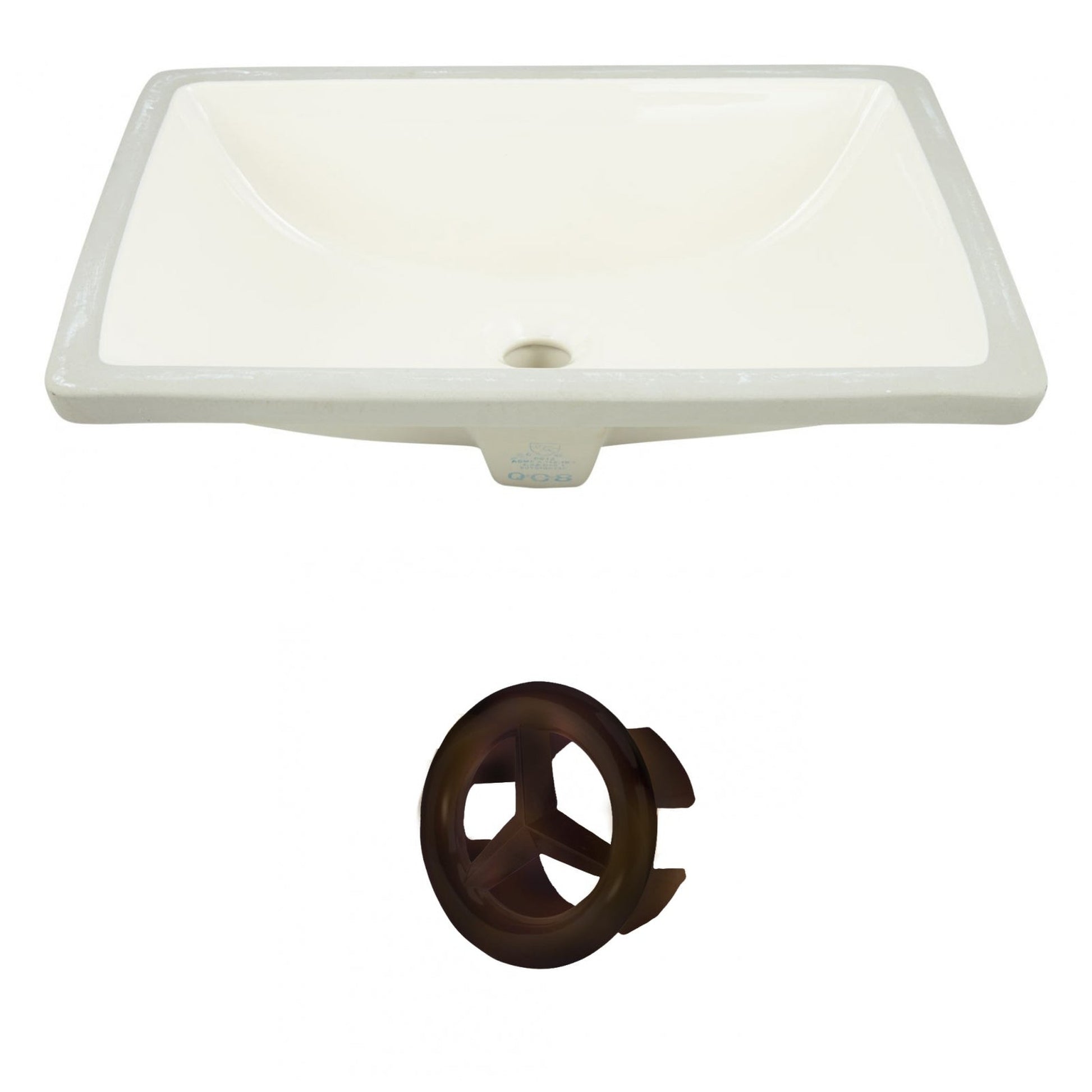 American Imaginations AI-20532 21" Biscuit Rectangular Ceramic Undermount Bathroom Sink Set