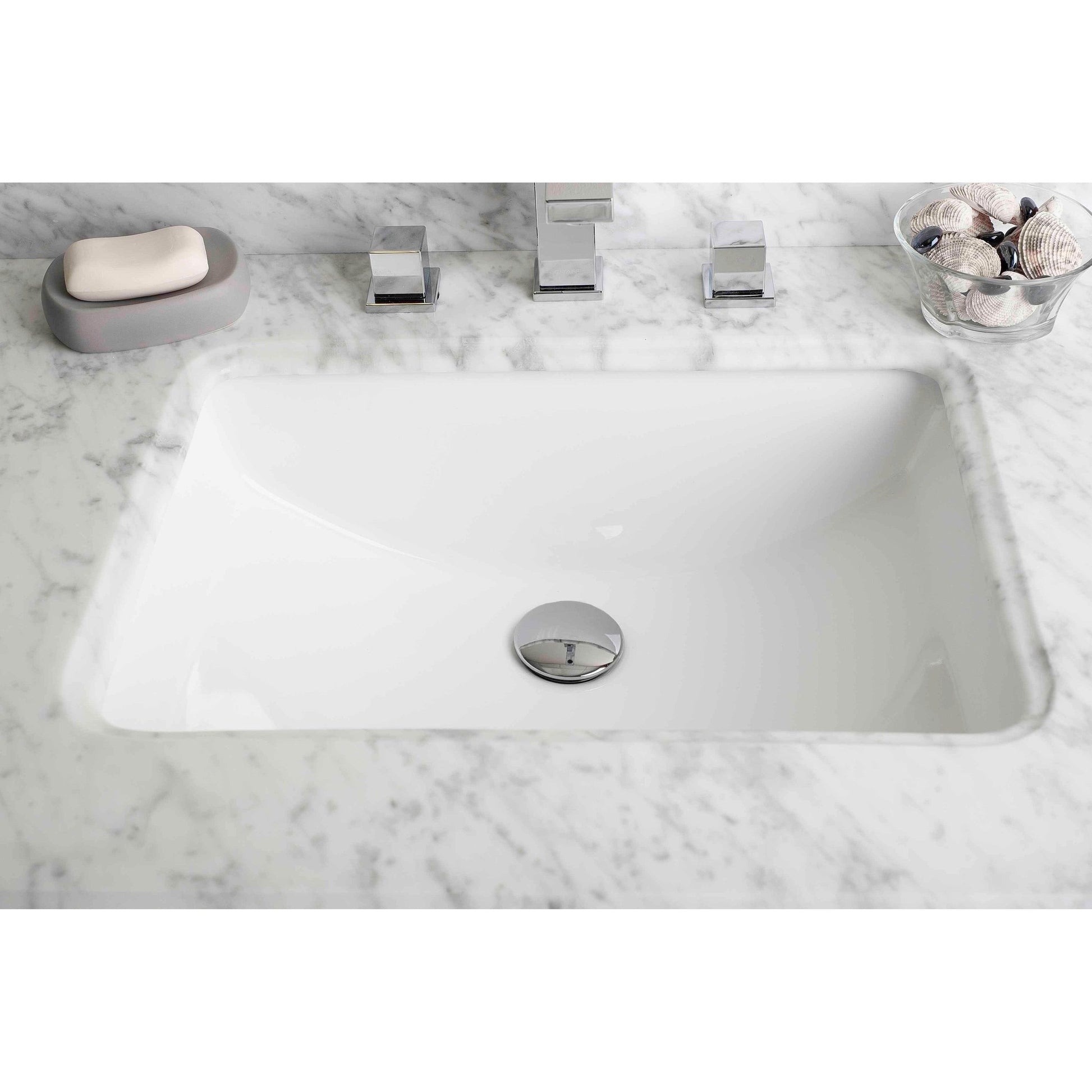 American Imaginations AI-20533 21" White Rectangular Ceramic Undermount Bathroom Sink Set