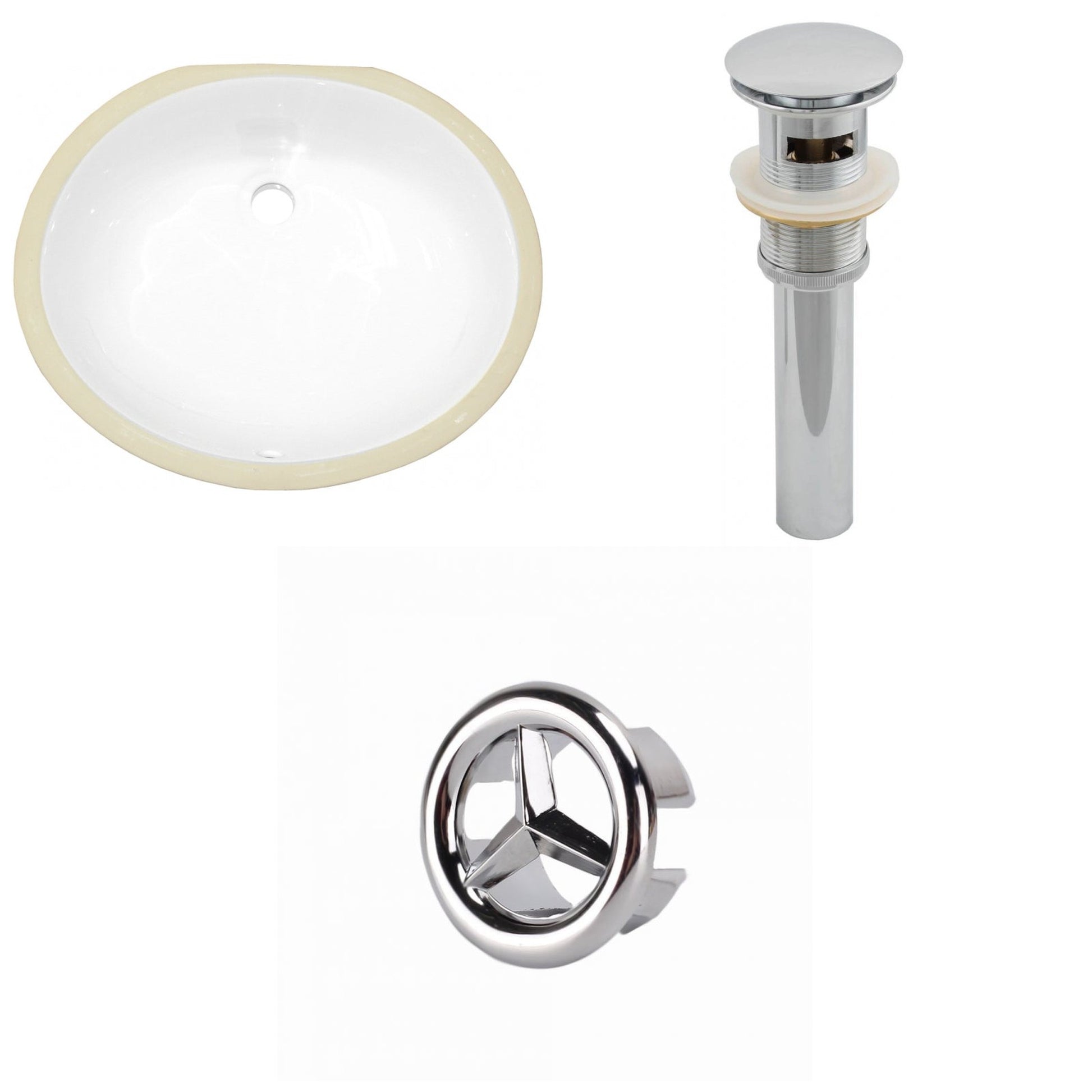American Imaginations AI-20541 20" White Oval Ceramic Undermount Bathroom Sink Set