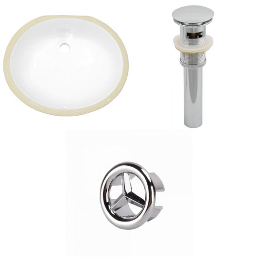 American Imaginations AI-20541 20" White Oval Ceramic Undermount Bathroom Sink Set