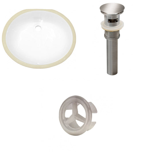 American Imaginations AI-20544 20" White Oval Ceramic Undermount Bathroom Sink Set
