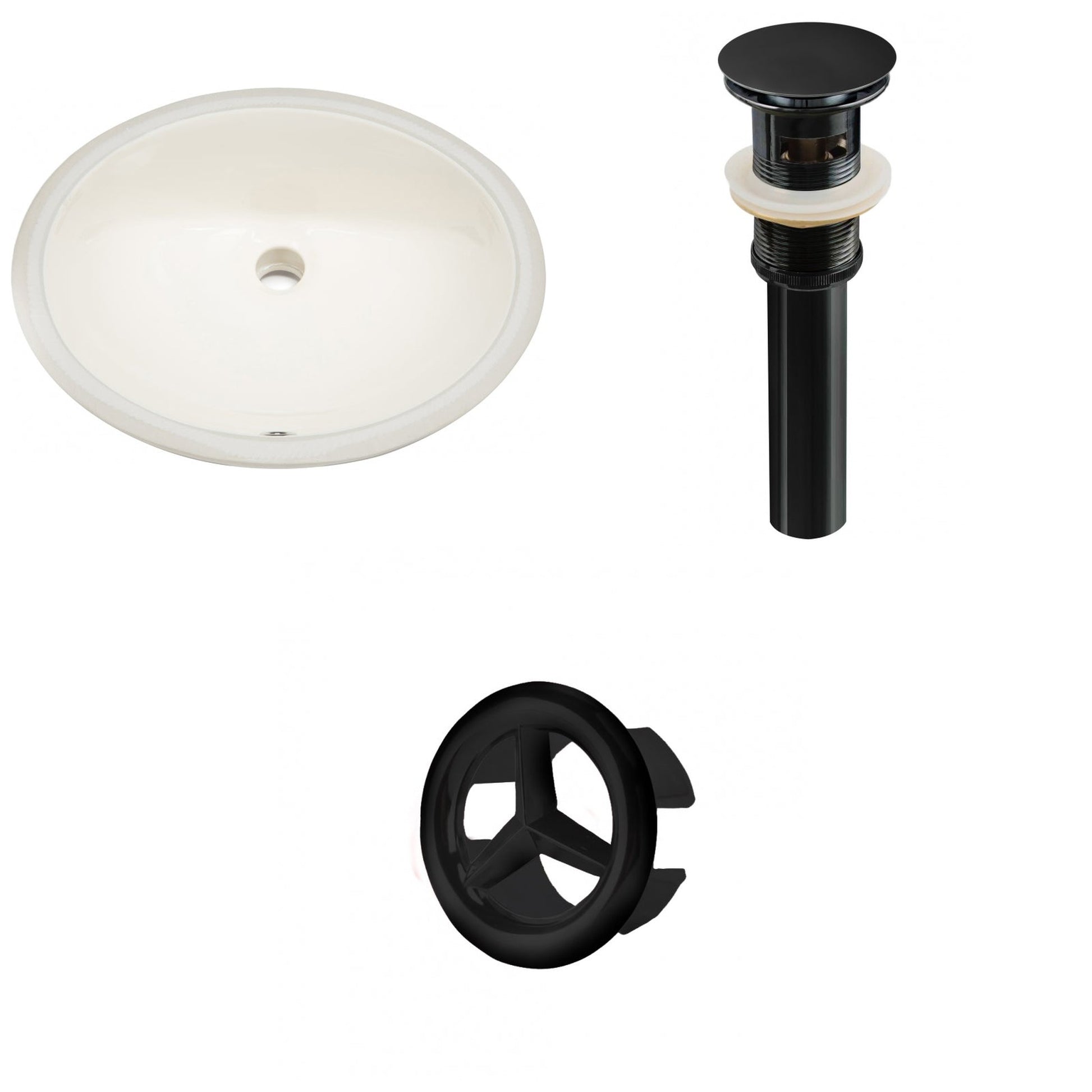 American Imaginations AI-20550 20" Biscuit Oval Ceramic Undermount Bathroom Sink Set