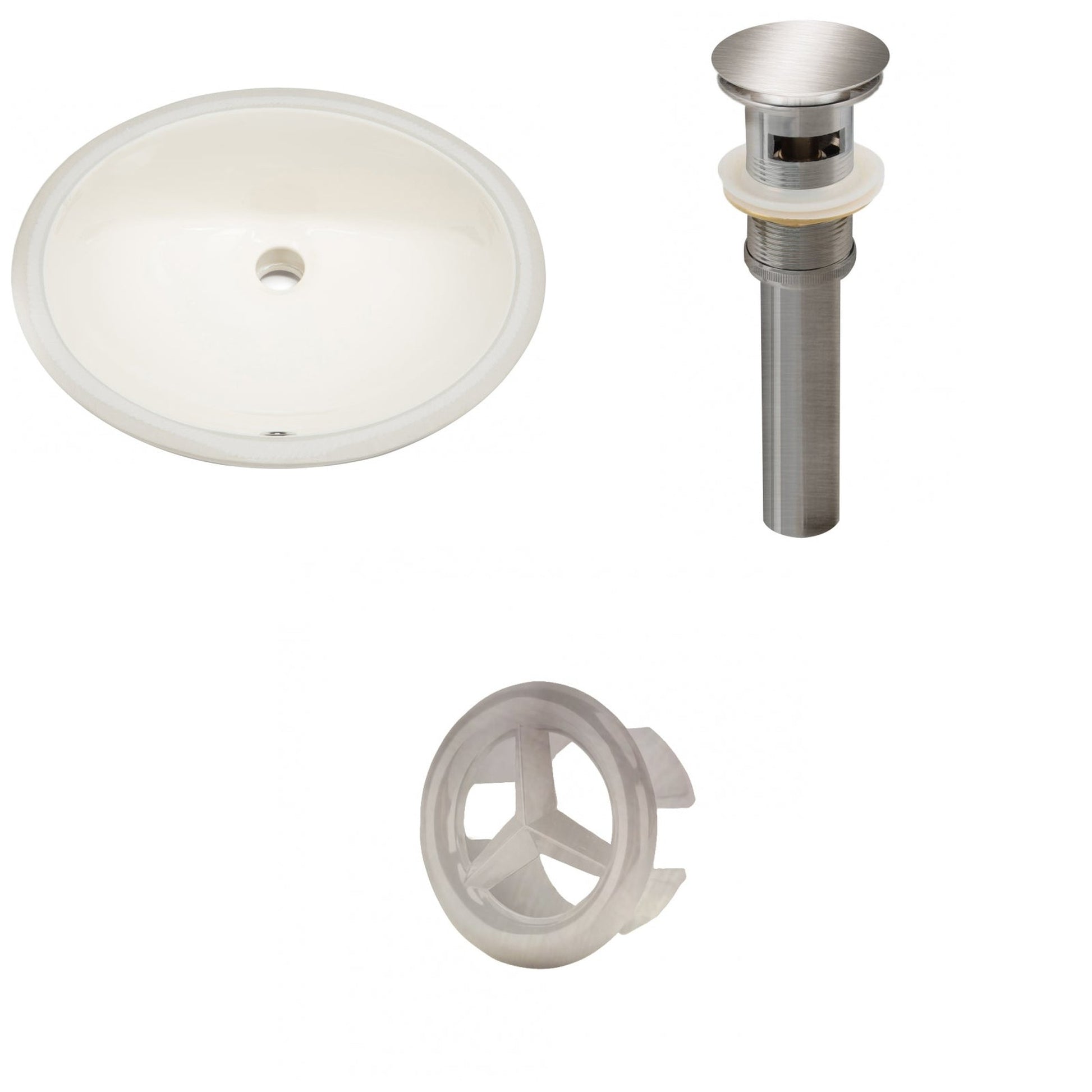 American Imaginations AI-20552 20" Biscuit Oval Ceramic Undermount Bathroom Sink Set