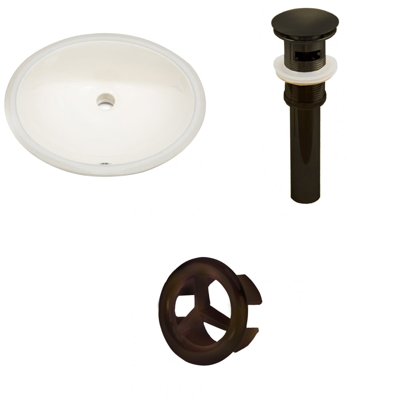 American Imaginations AI-20556 20" Biscuit Oval Ceramic Undermount Bathroom Sink Set