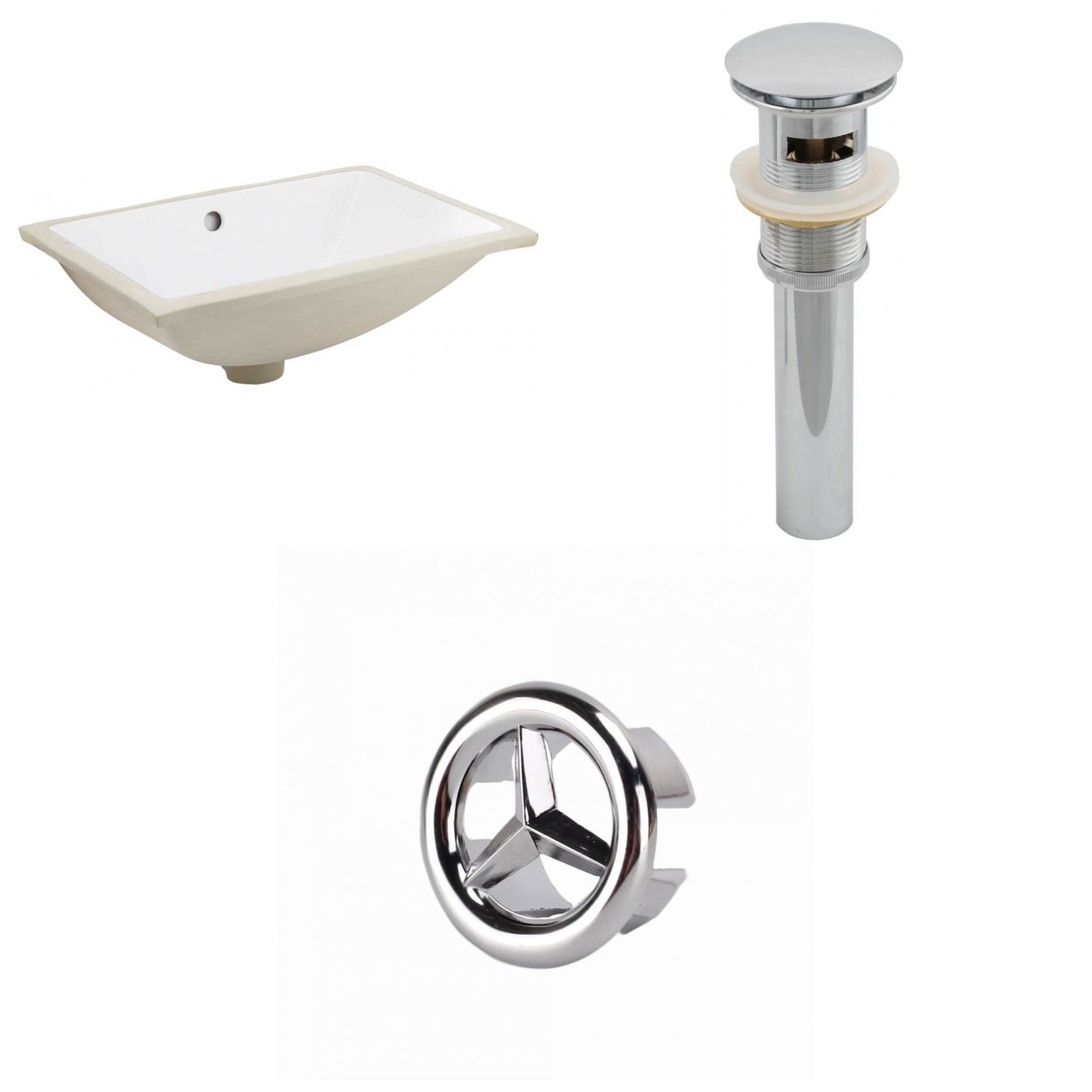 American Imaginations AI-20557 21" White Rectangular Ceramic Undermount Bathroom Sink Set