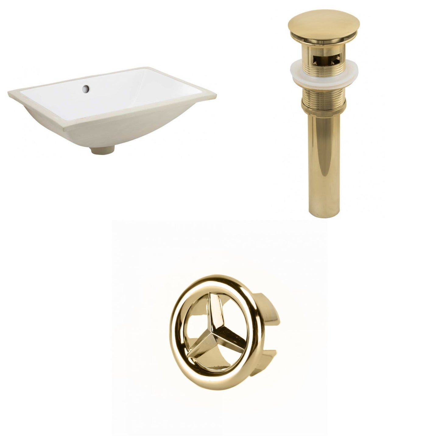 American Imaginations AI-20563 21" White Rectangular Ceramic Undermount Bathroom Sink Set
