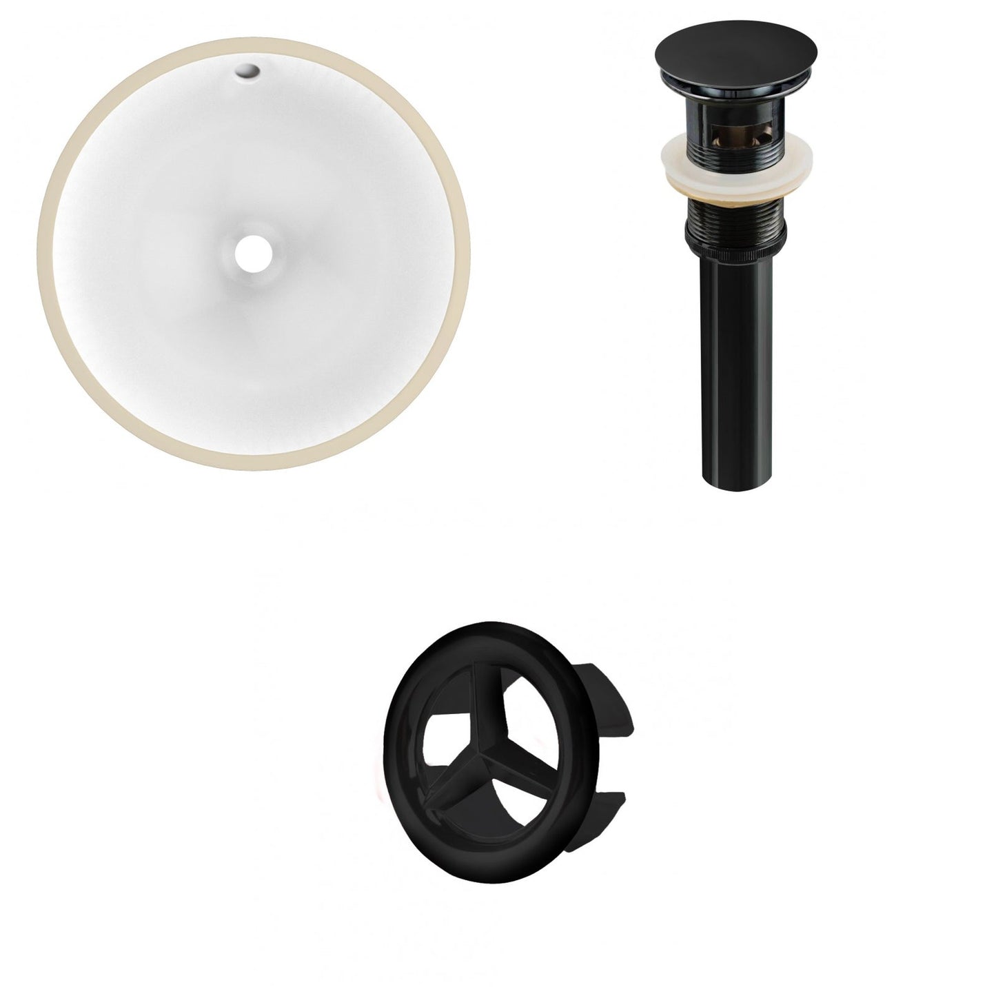American Imaginations AI-20566 17" White Round Ceramic Undermount Bathroom Sink Set