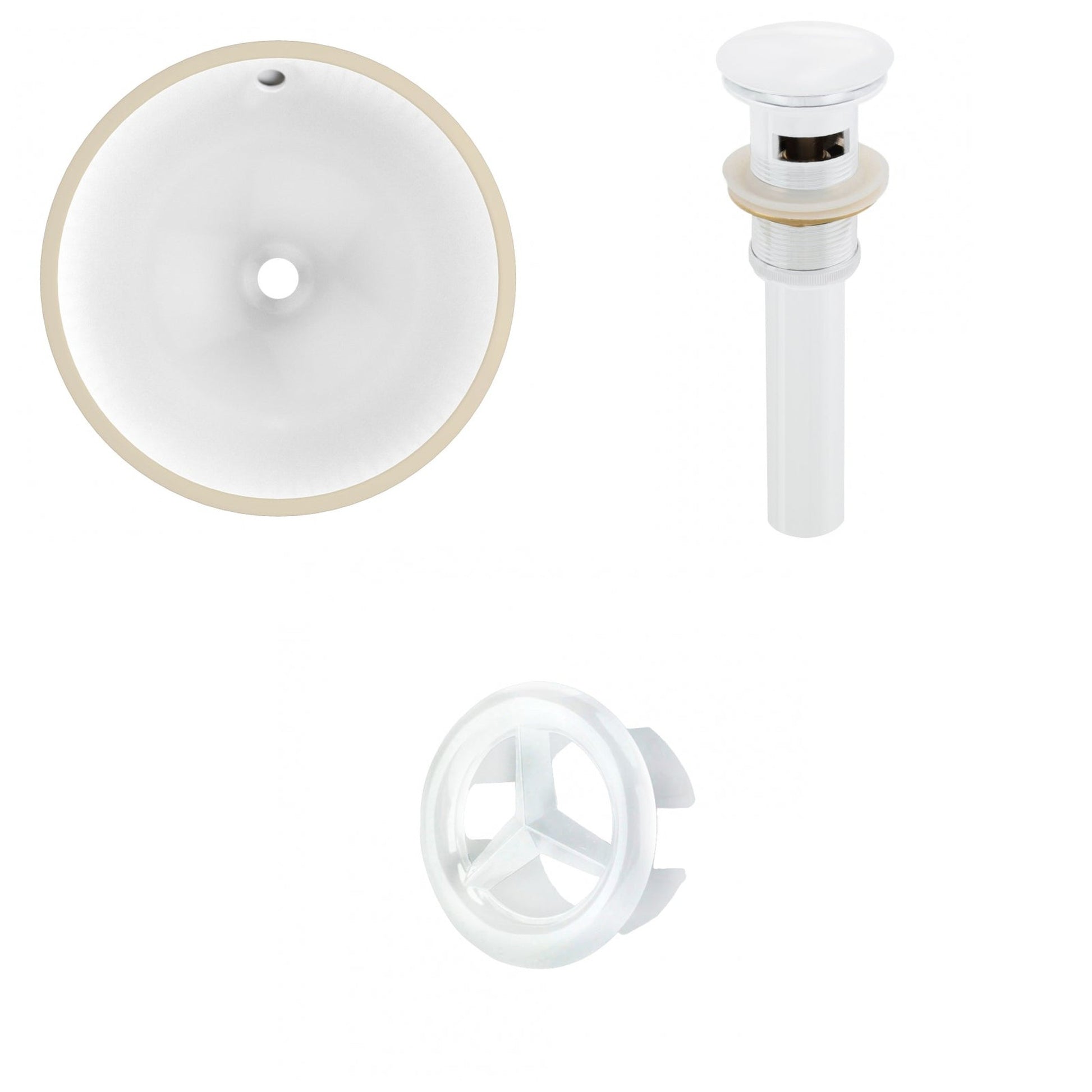American Imaginations AI-20567 17" White Round Ceramic Undermount Bathroom Sink Set