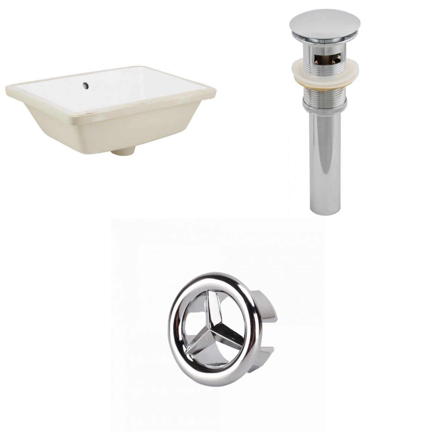American Imaginations AI-20573 18" White Rectangular Ceramic Undermount Bathroom Sink Set