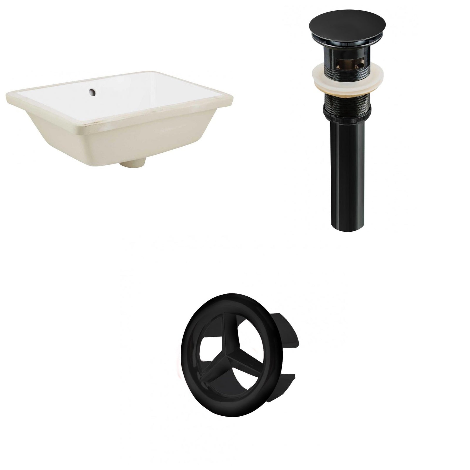 American Imaginations AI-20574 18" White Rectangular Ceramic Undermount Bathroom Sink Set