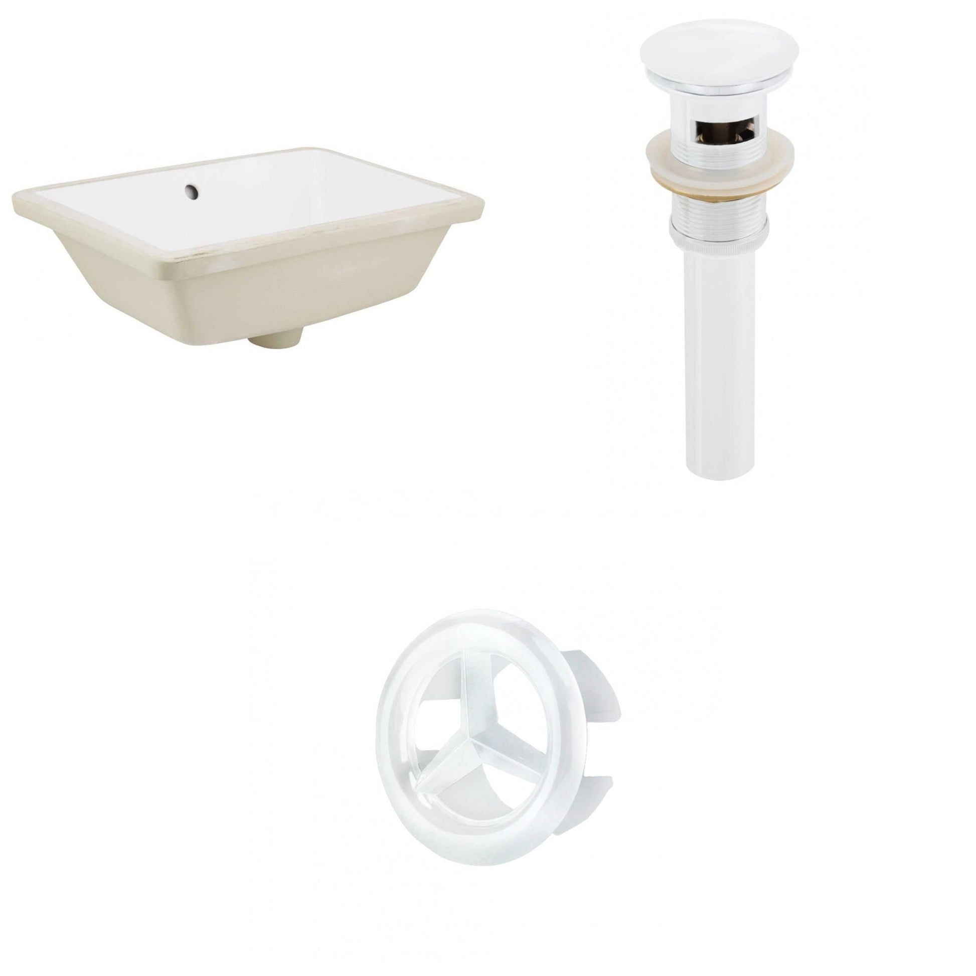 American Imaginations AI-20575 18" White Rectangular Ceramic Undermount Bathroom Sink Set
