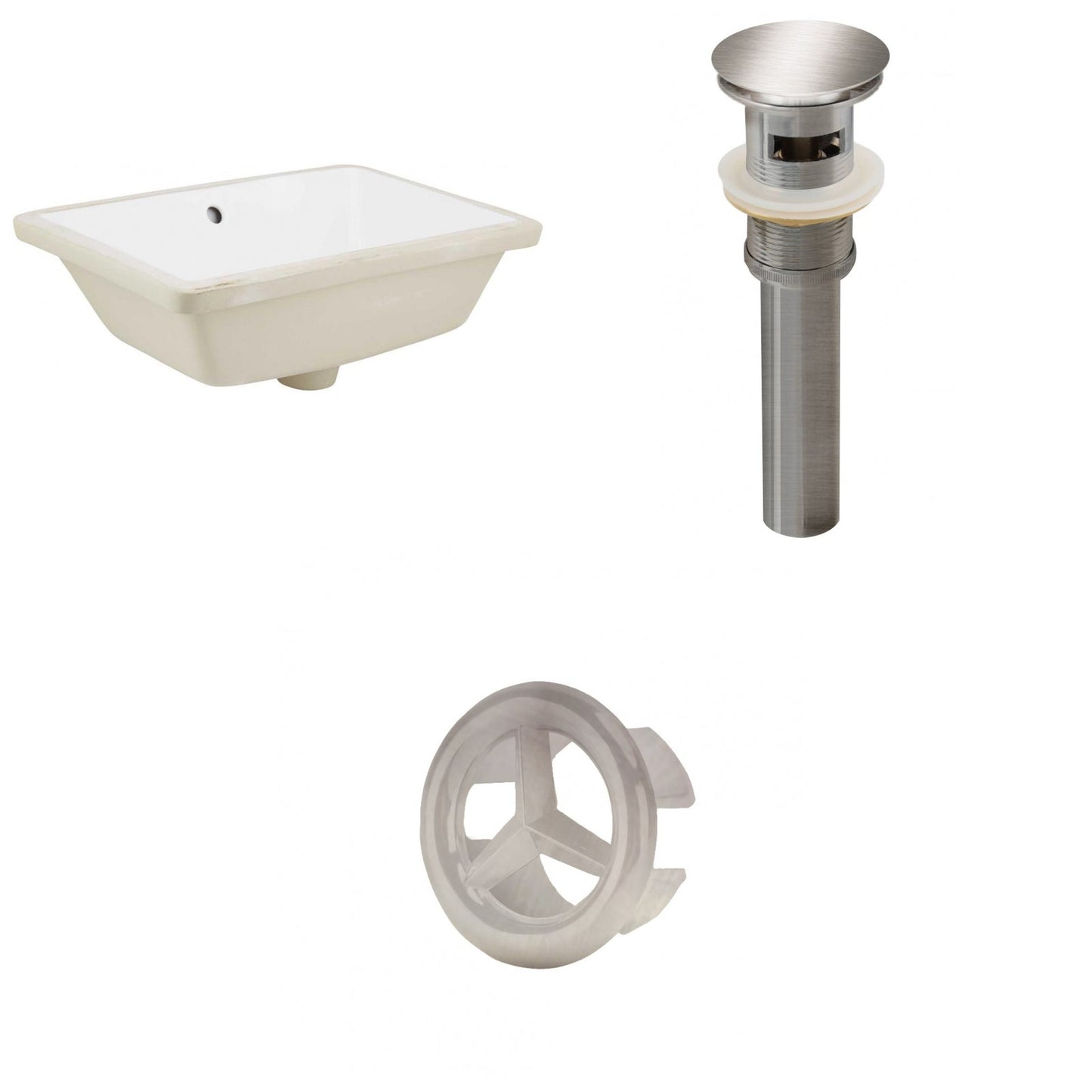 American Imaginations AI-20576 18" White Rectangular Ceramic Undermount Bathroom Sink Set