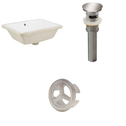 American Imaginations AI-20576 18" White Rectangular Ceramic Undermount Bathroom Sink Set