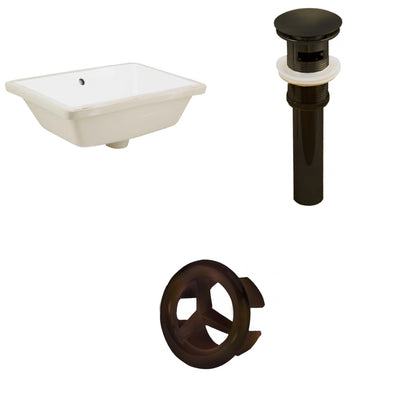 American Imaginations AI-20580 18" White Rectangular Ceramic Undermount Bathroom Sink Set