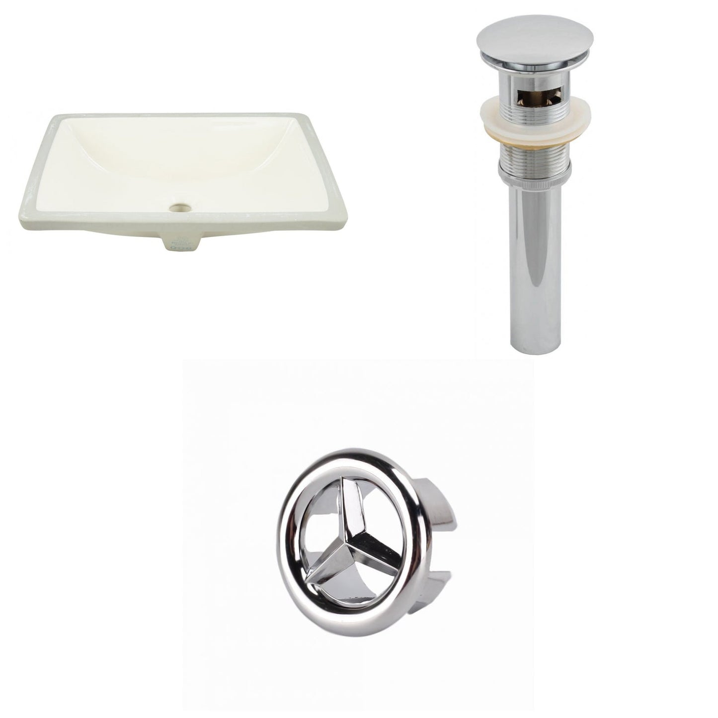 American Imaginations AI-20581 21" Biscuit Rectangular Ceramic Undermount Bathroom Sink Set
