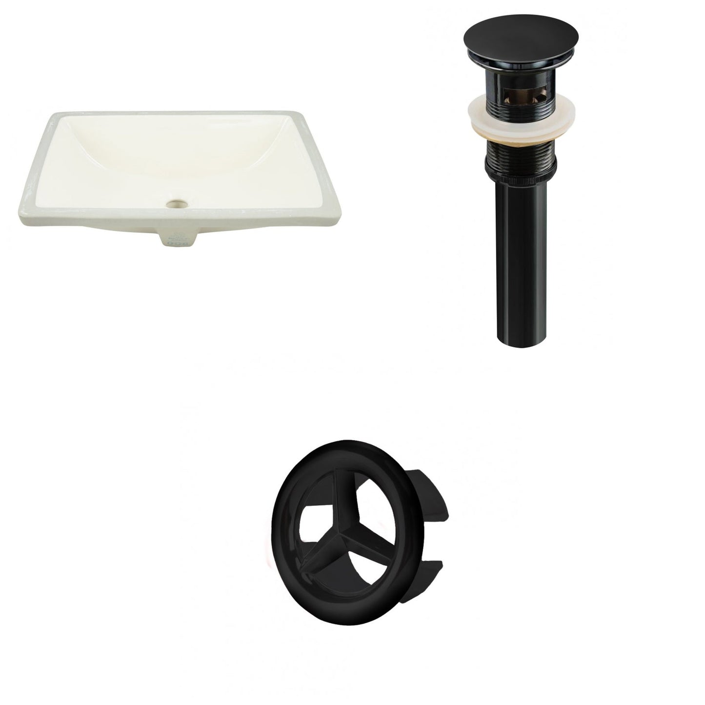 American Imaginations AI-20582 21" Biscuit Rectangular Ceramic Undermount Bathroom Sink Set