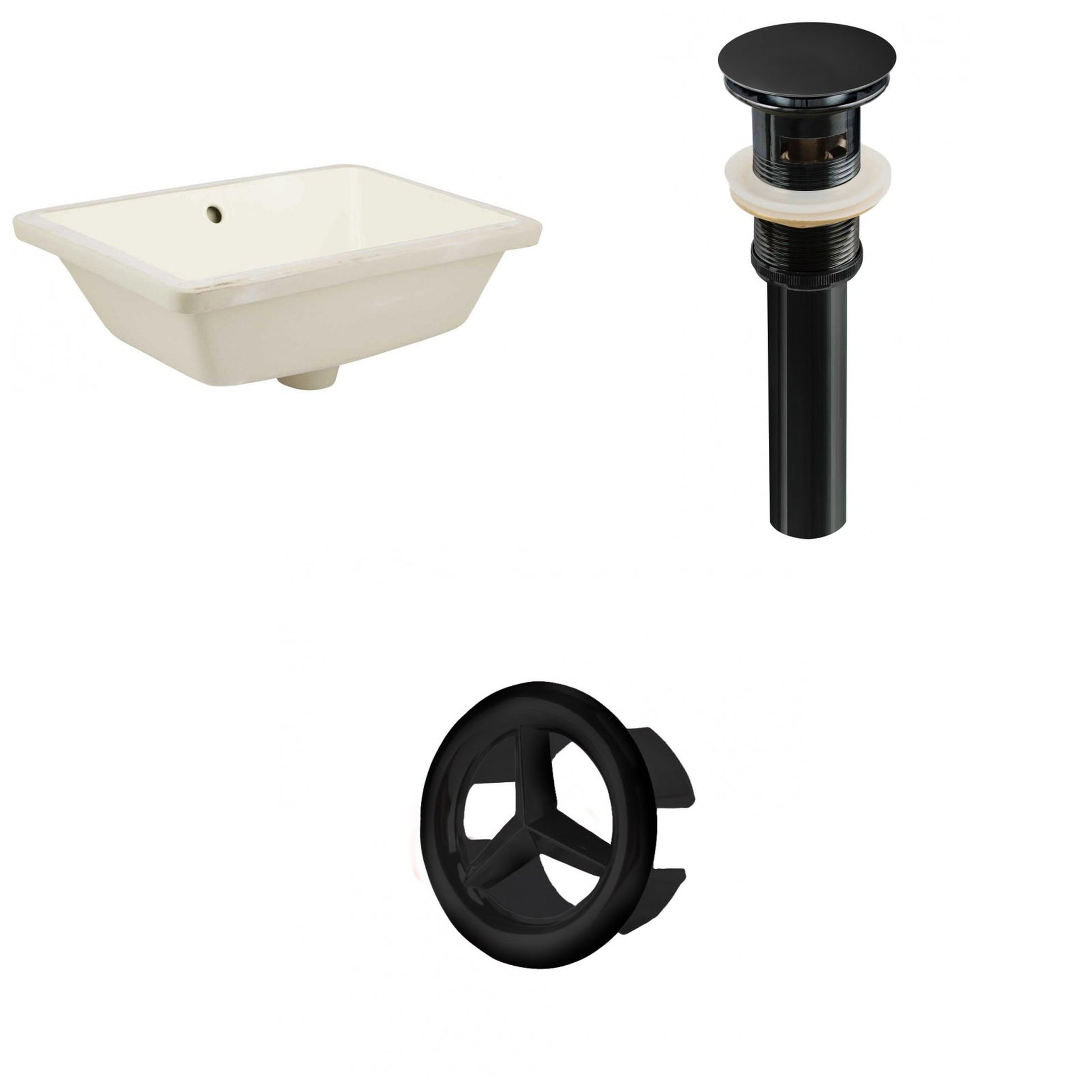 American Imaginations AI-20590 18" Biscuit Rectangular Ceramic Undermount Bathroom Sink Set