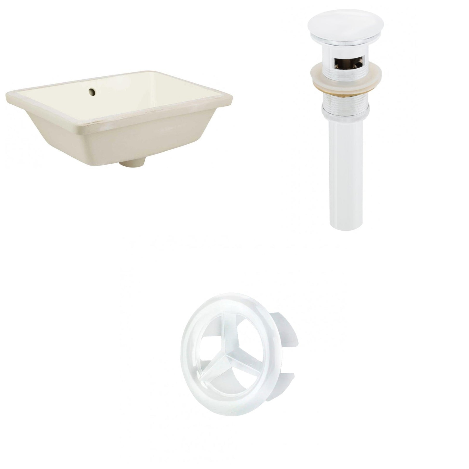 American Imaginations AI-20591 18" Biscuit Rectangular Ceramic Undermount Bathroom Sink Set
