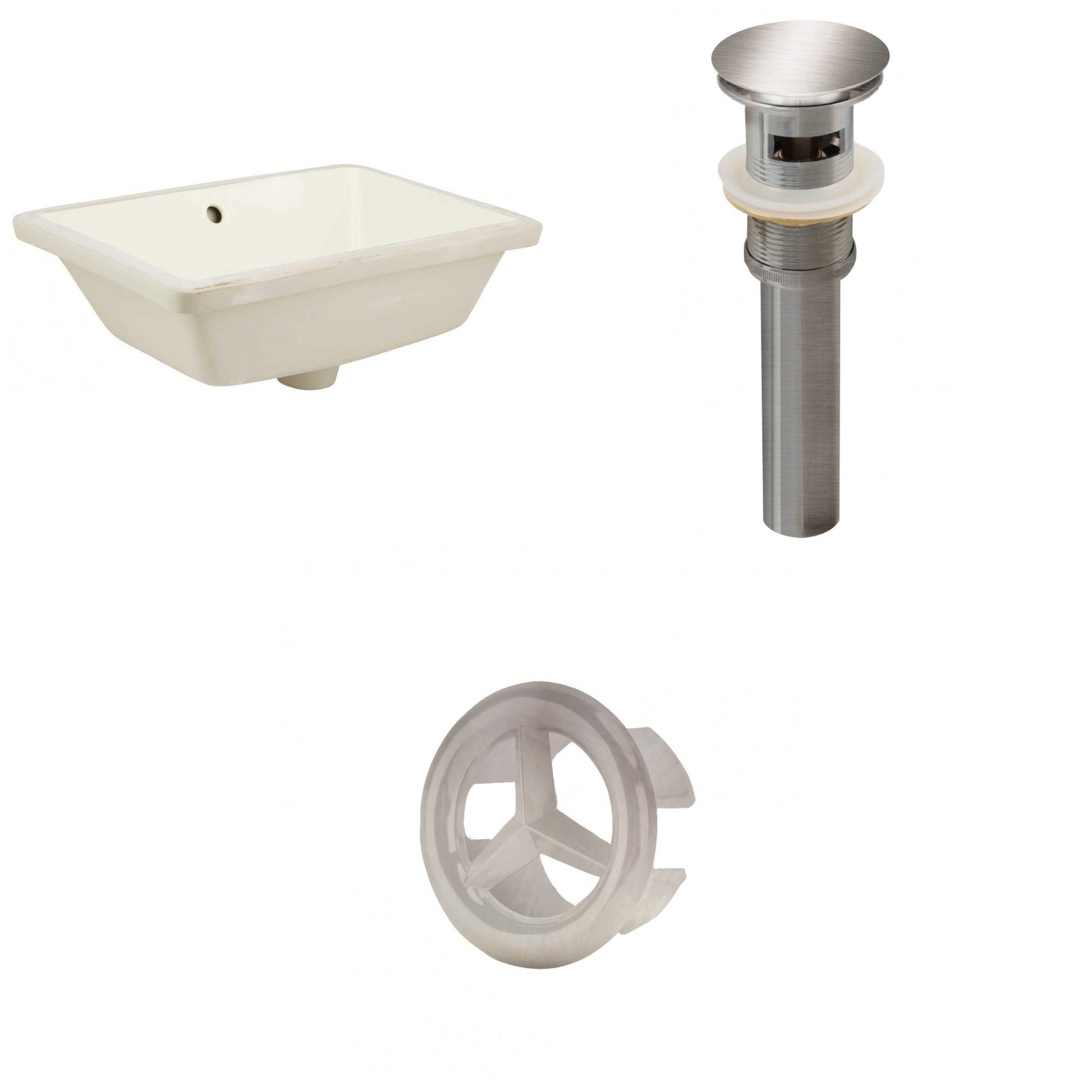 American Imaginations AI-20592 18" Biscuit Rectangular Ceramic Undermount Bathroom Sink Set