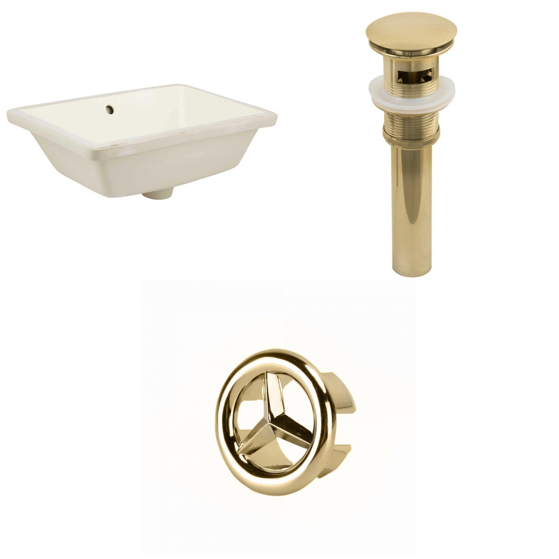 American Imaginations AI-20595 18" Biscuit Rectangular Ceramic Undermount Bathroom Sink Set