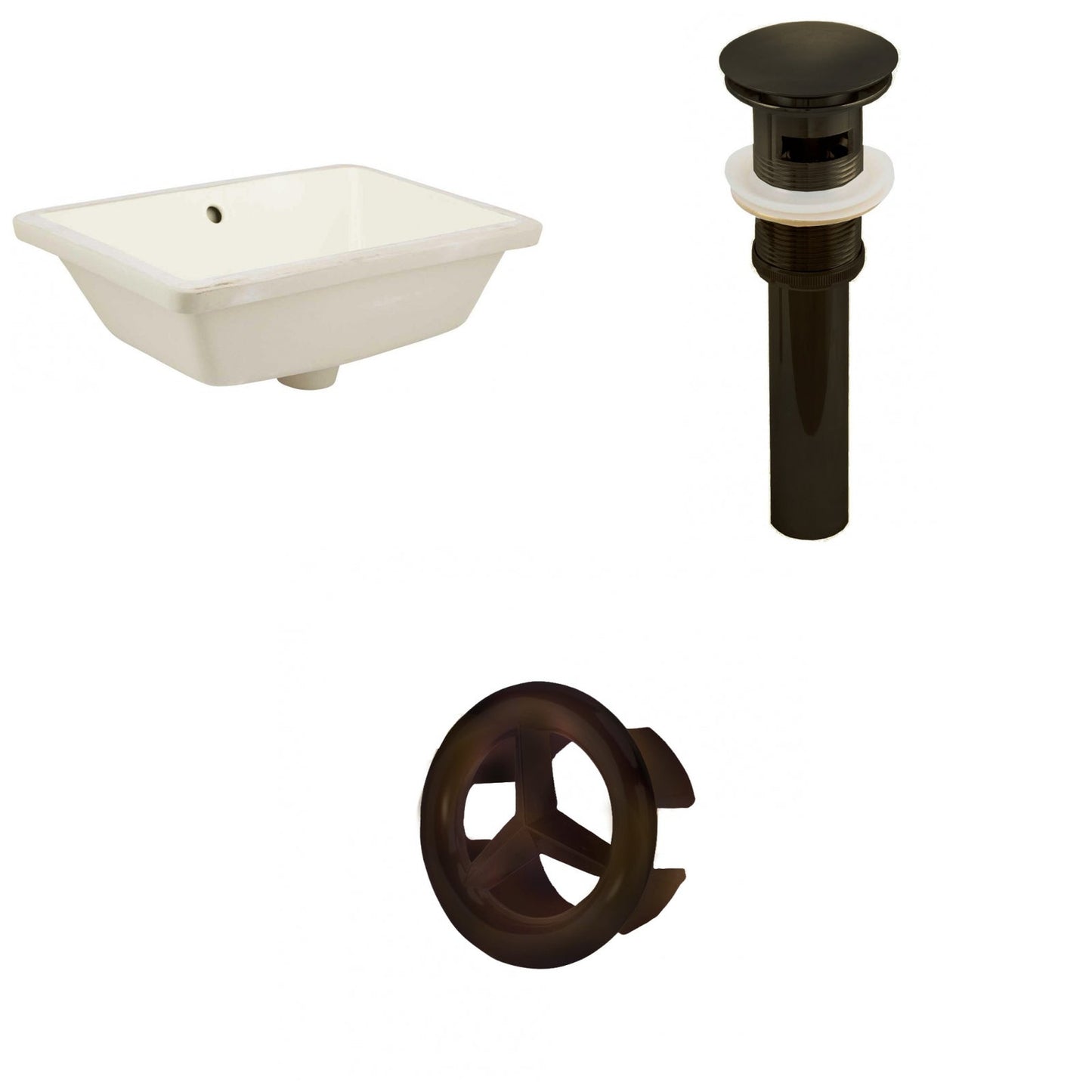 American Imaginations AI-20596 18" Biscuit Rectangular Ceramic Undermount Bathroom Sink Set