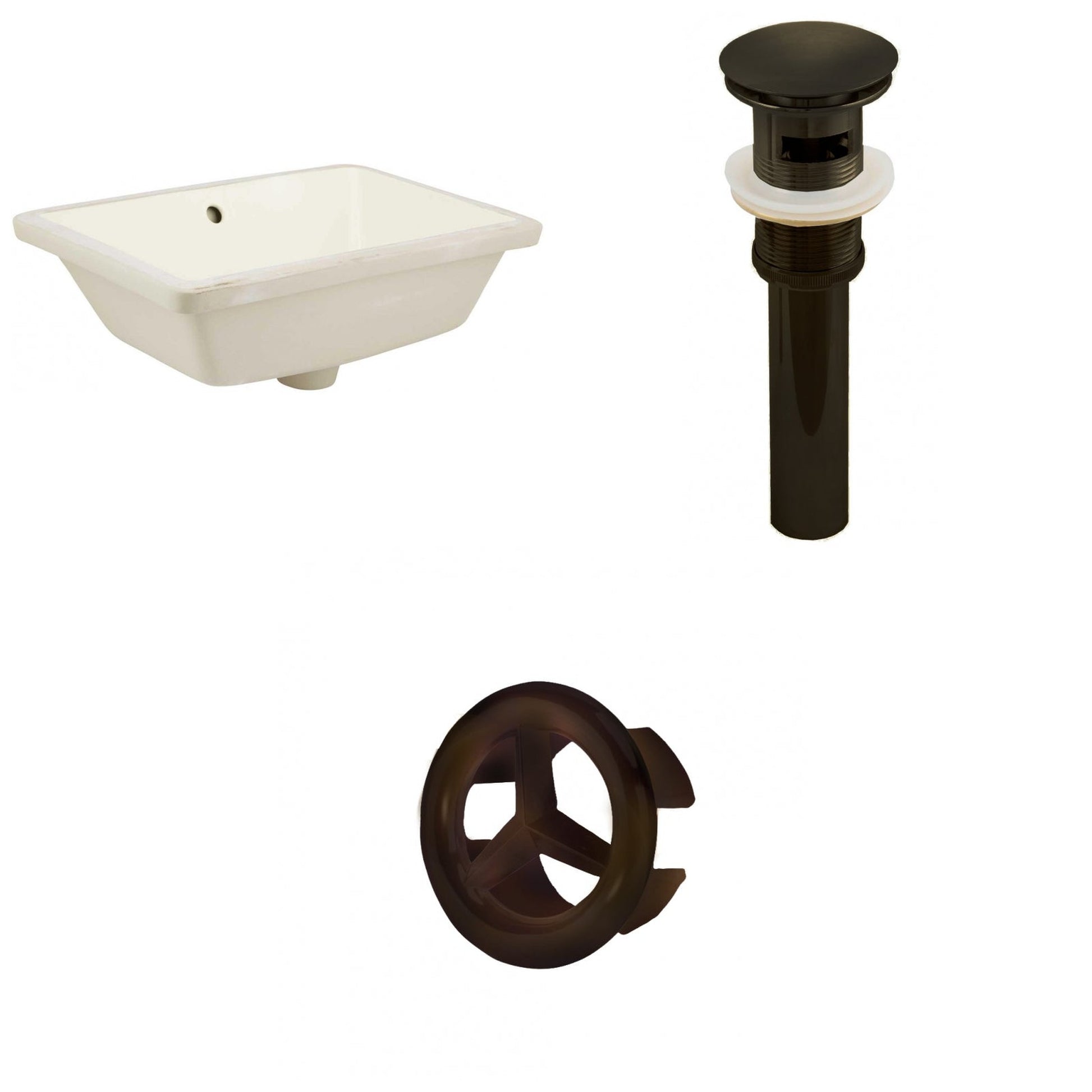 American Imaginations AI-20596 18" Biscuit Rectangular Ceramic Undermount Bathroom Sink Set