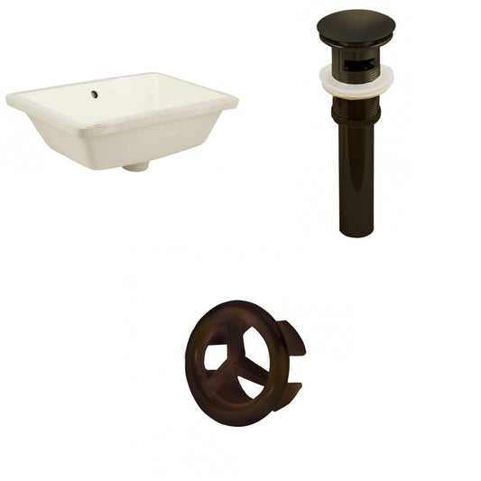 American Imaginations AI-20596 18" Biscuit Rectangular Ceramic Undermount Bathroom Sink Set