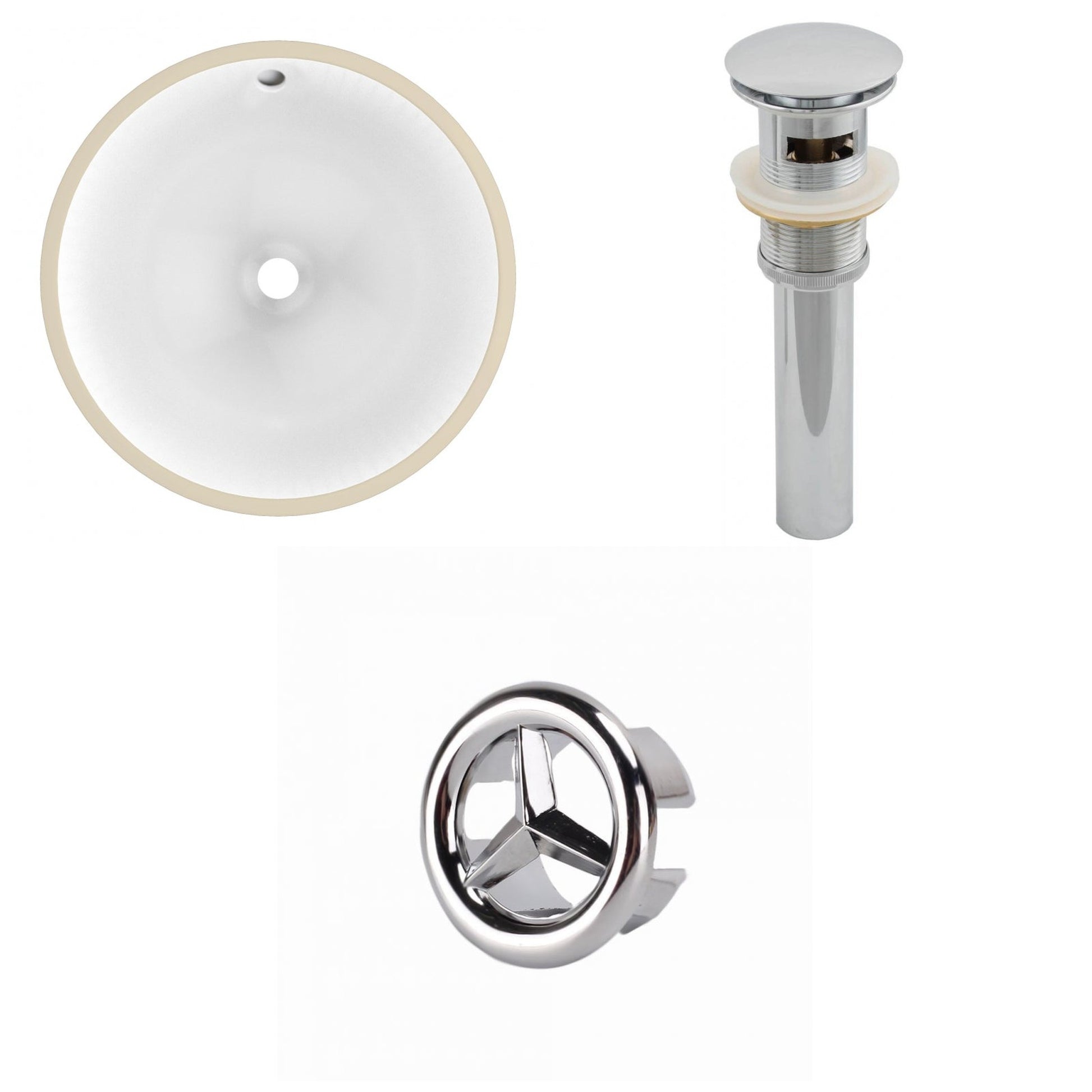American Imaginations AI-20597 15" White Round Ceramic Undermount Bathroom Sink Set