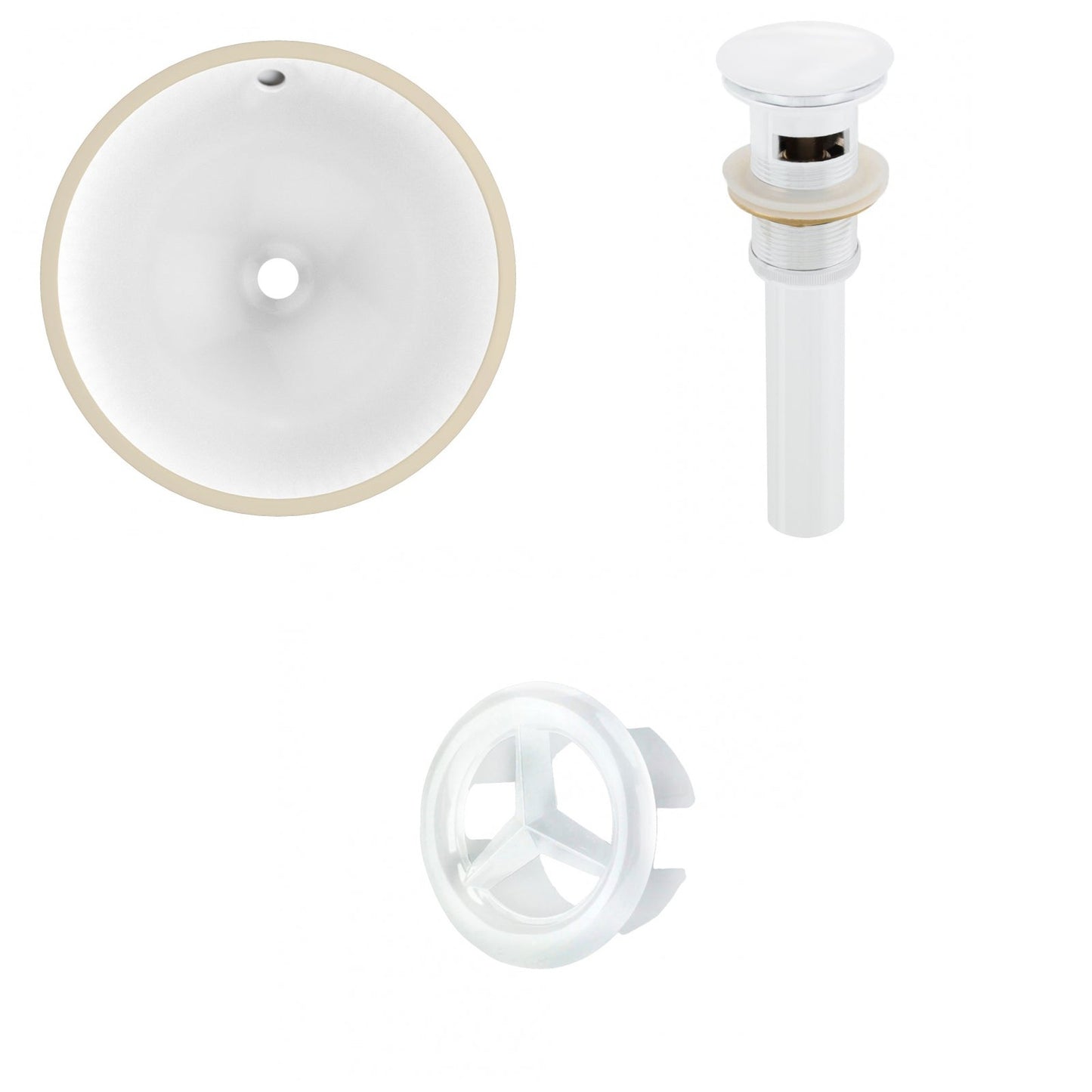 American Imaginations AI-20599 15" White Round Ceramic Undermount Bathroom Sink Set