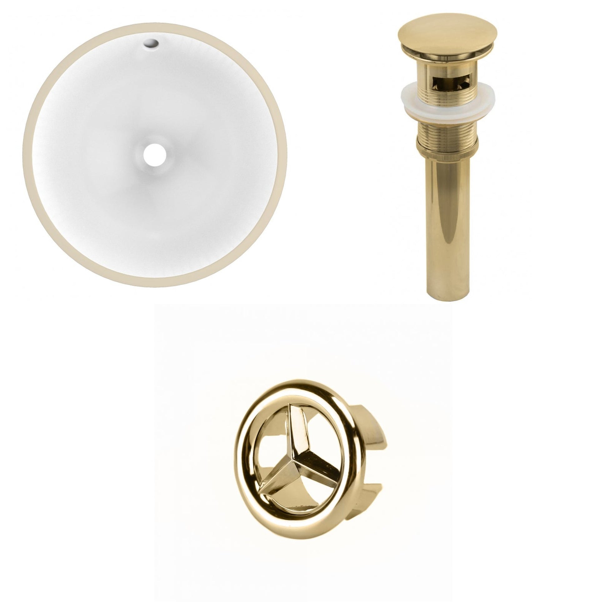 American Imaginations AI-20603 15" White Round Ceramic Undermount Bathroom Sink Set